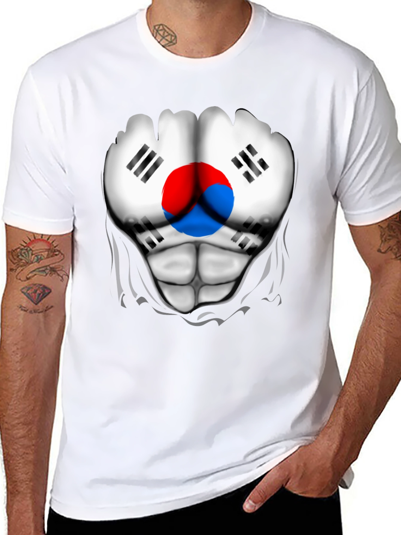 South Korea Flag Ripped Muscle T-Shirt