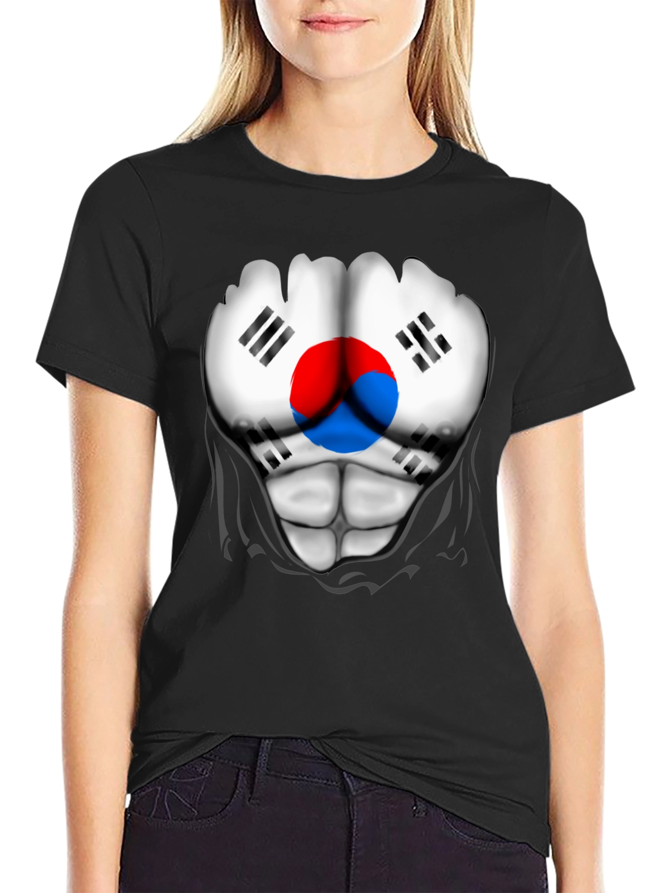 South Korea Flag Ripped Muscle T-Shirt