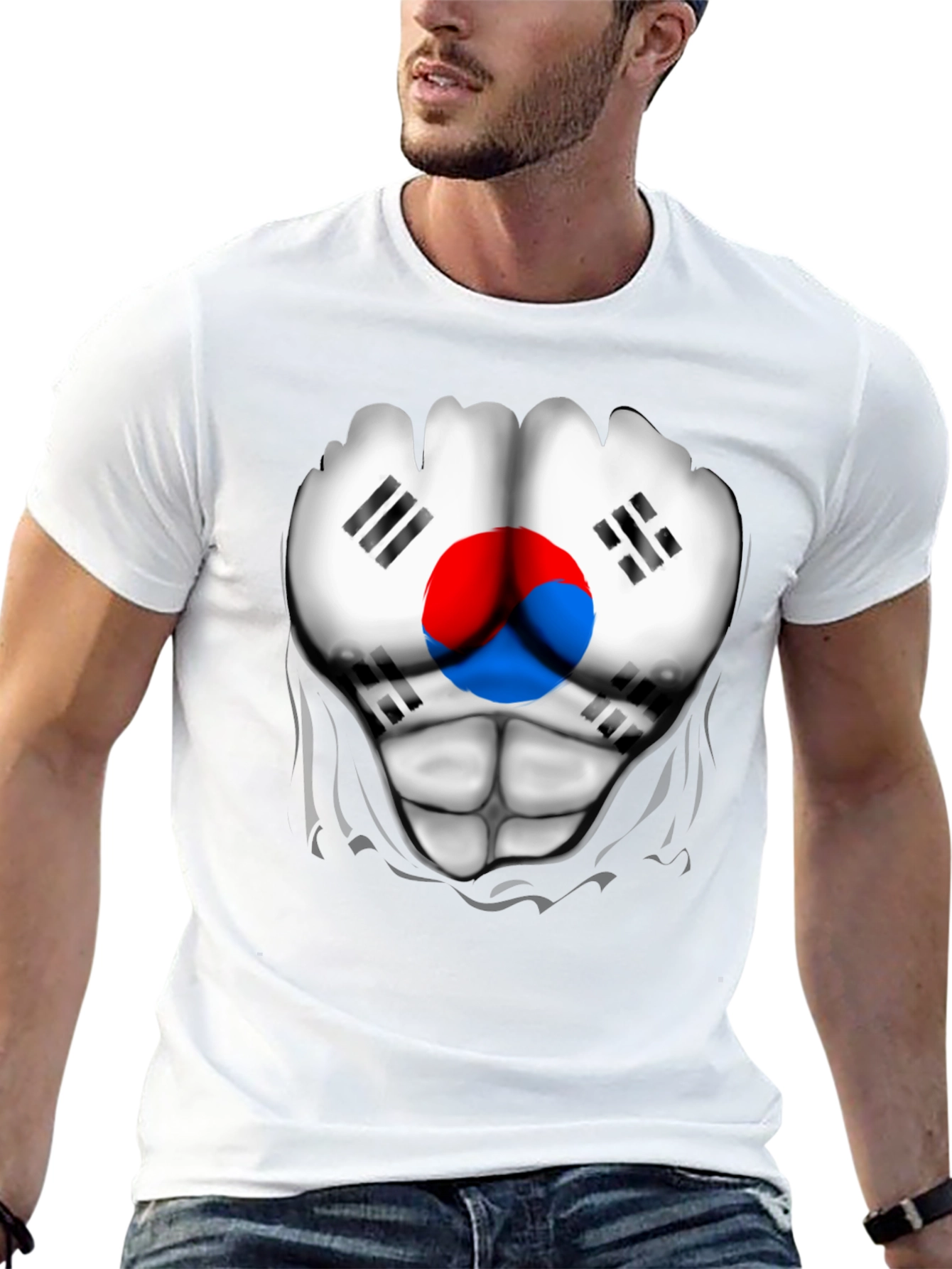 South Korea Flag Ripped Muscle T-Shirt