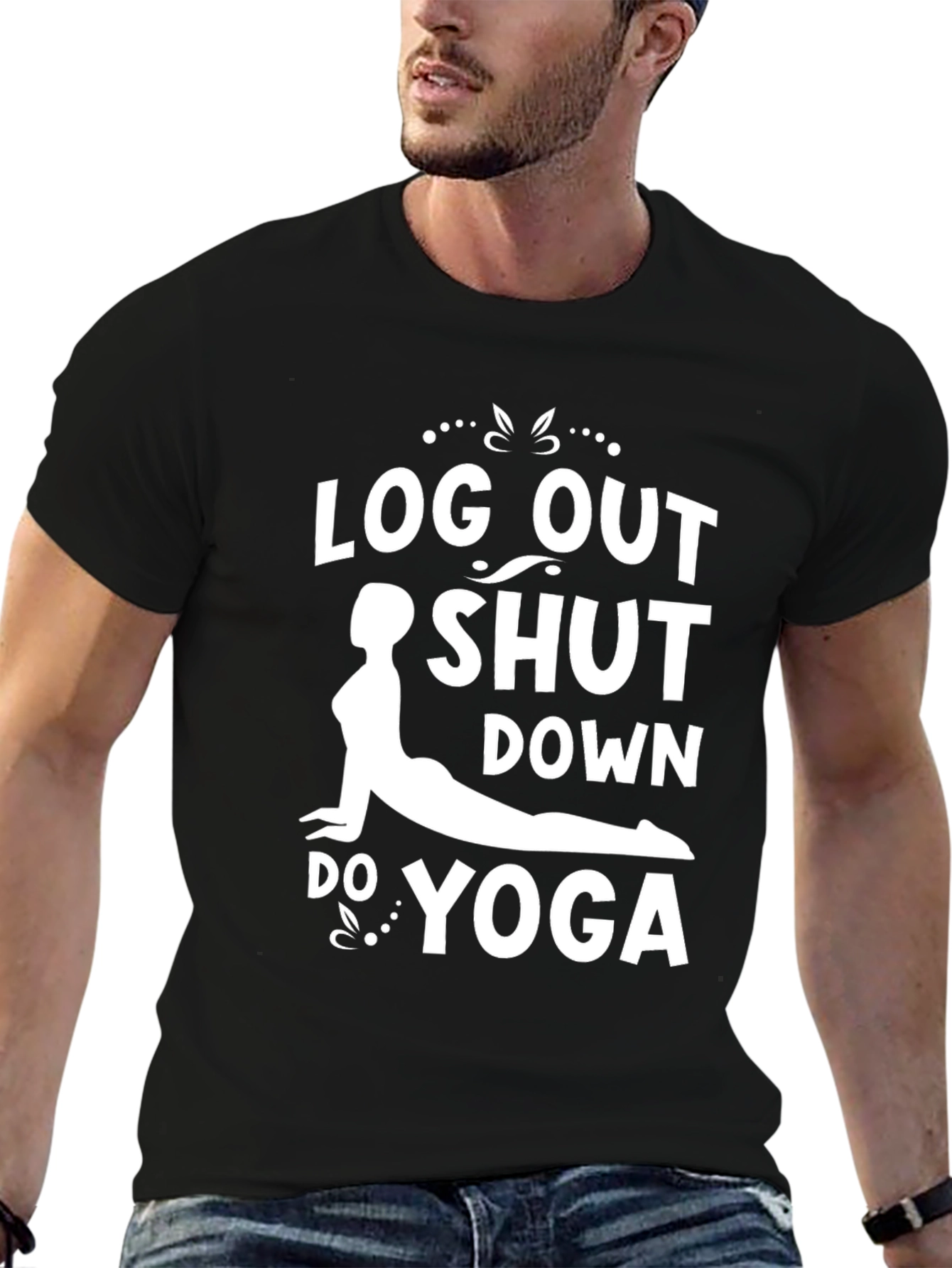 Log Out Shut Down Do Yoga Graphic Tee