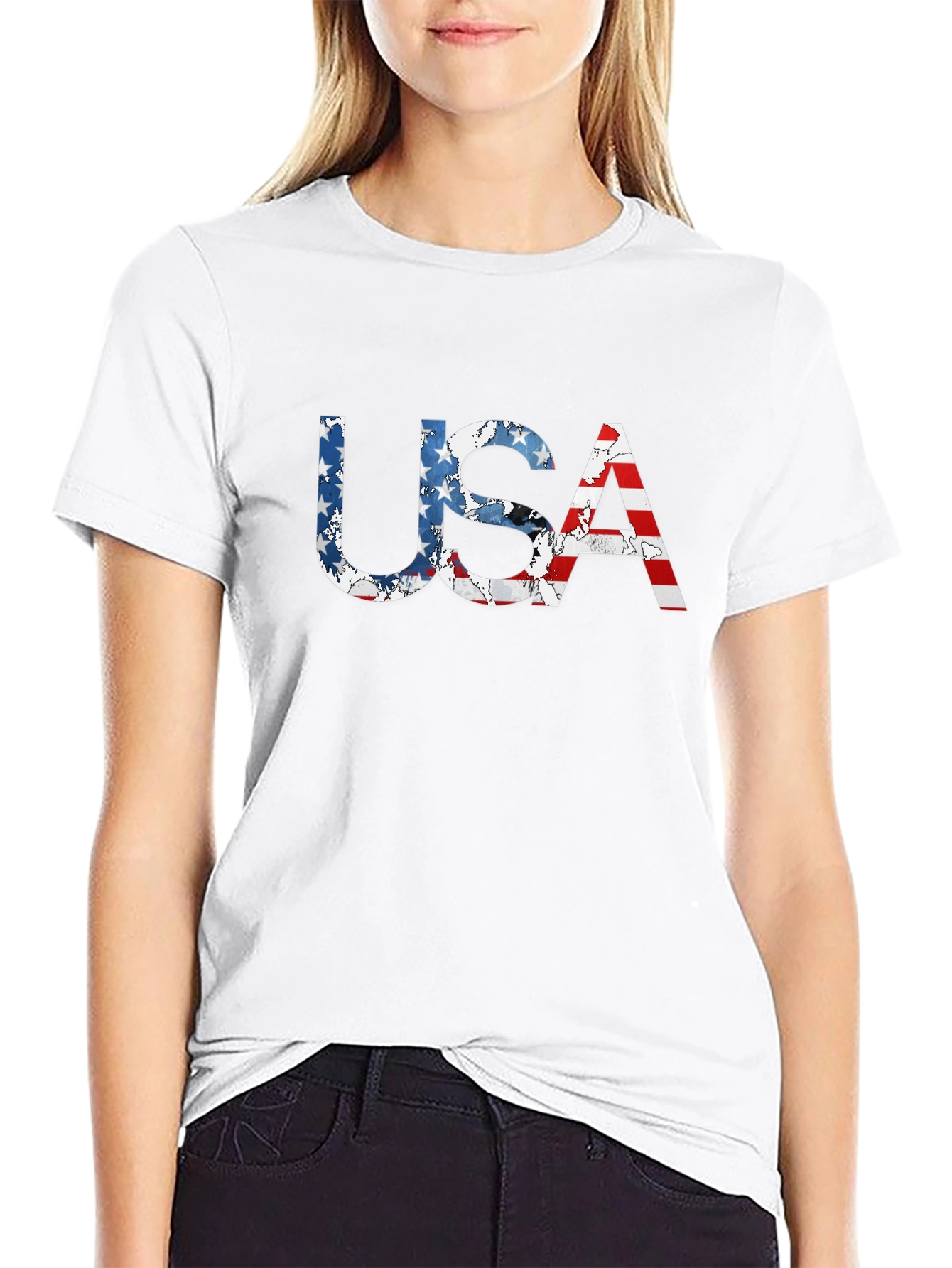 USA Flag Patriotic T-Shirt - Classic Black Tee
