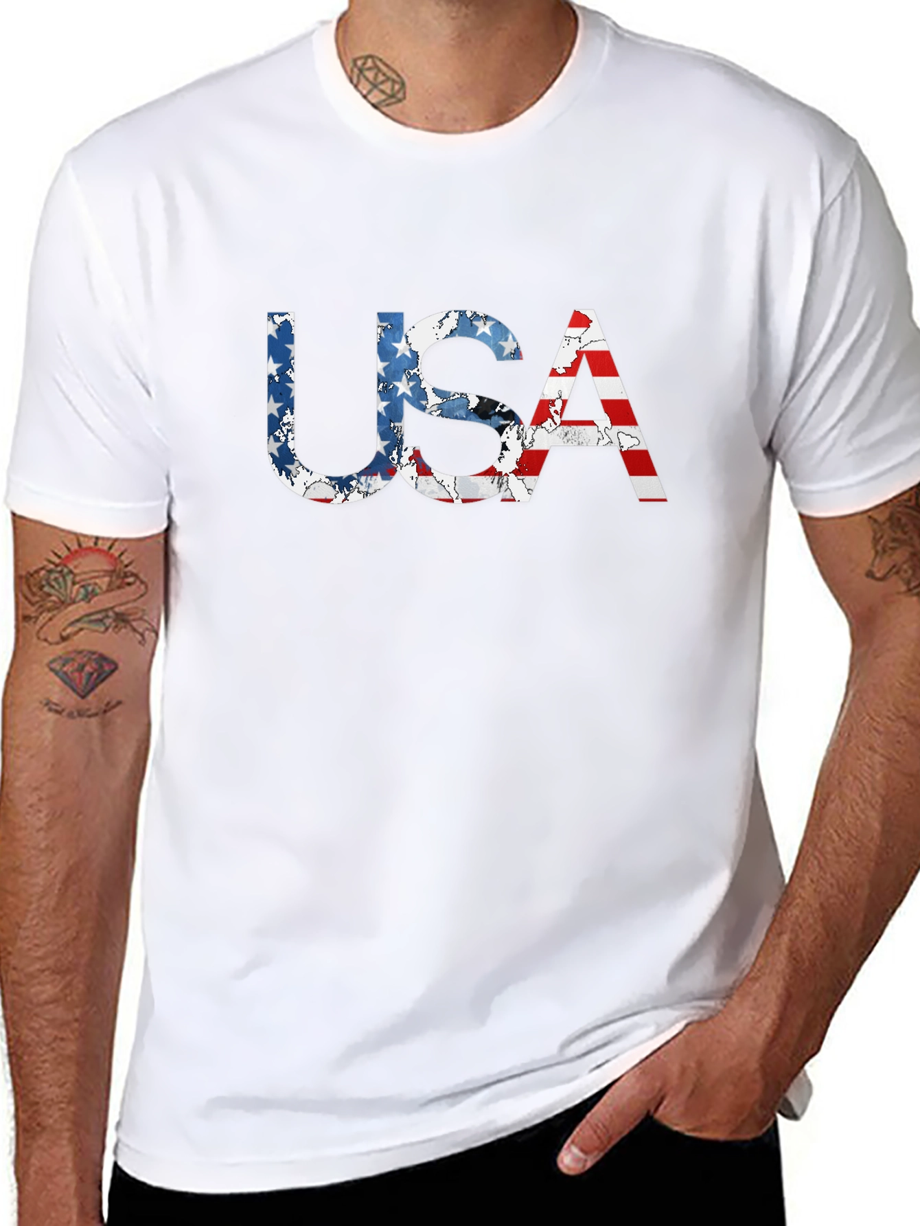 USA Flag Patriotic T-Shirt - Classic Black Tee