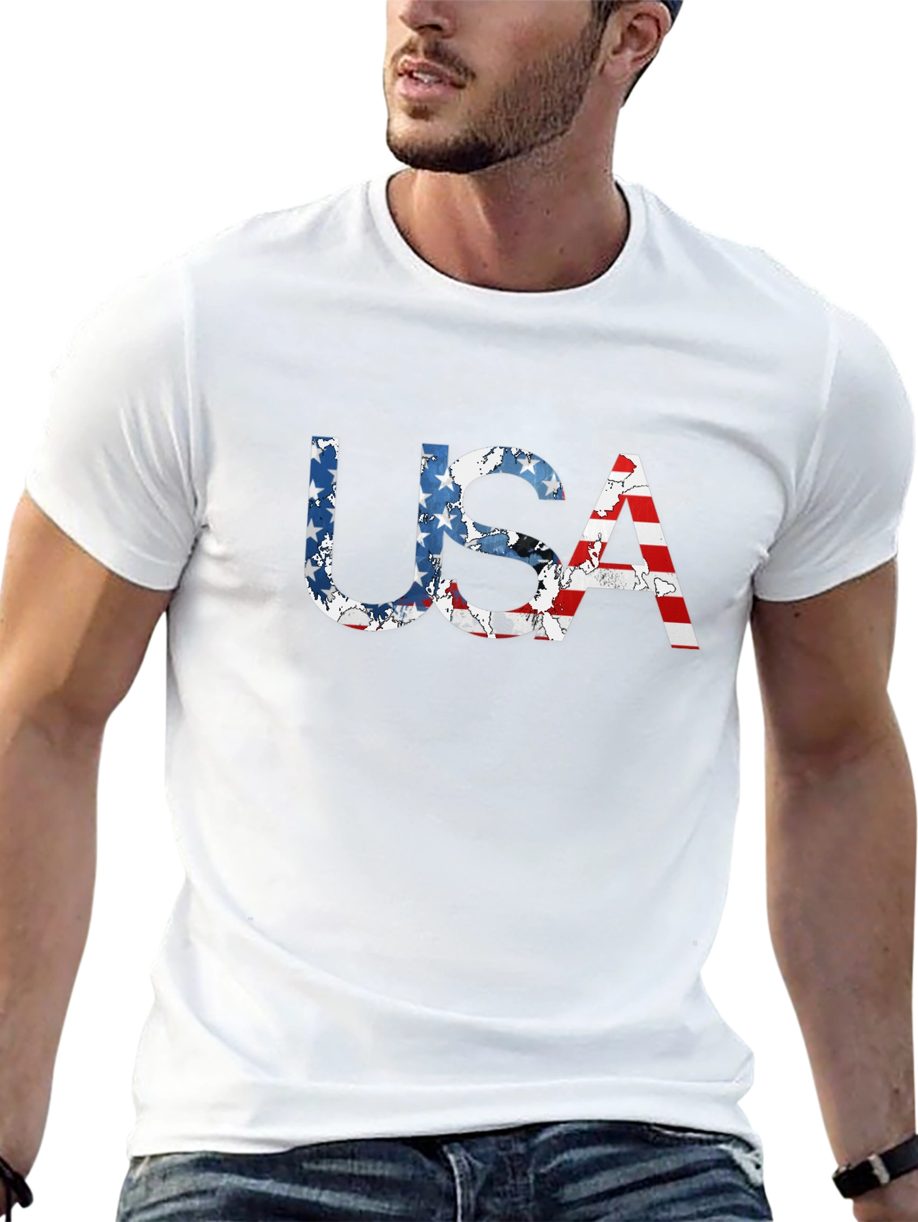 USA Flag Patriotic T-Shirt - Classic Black Tee