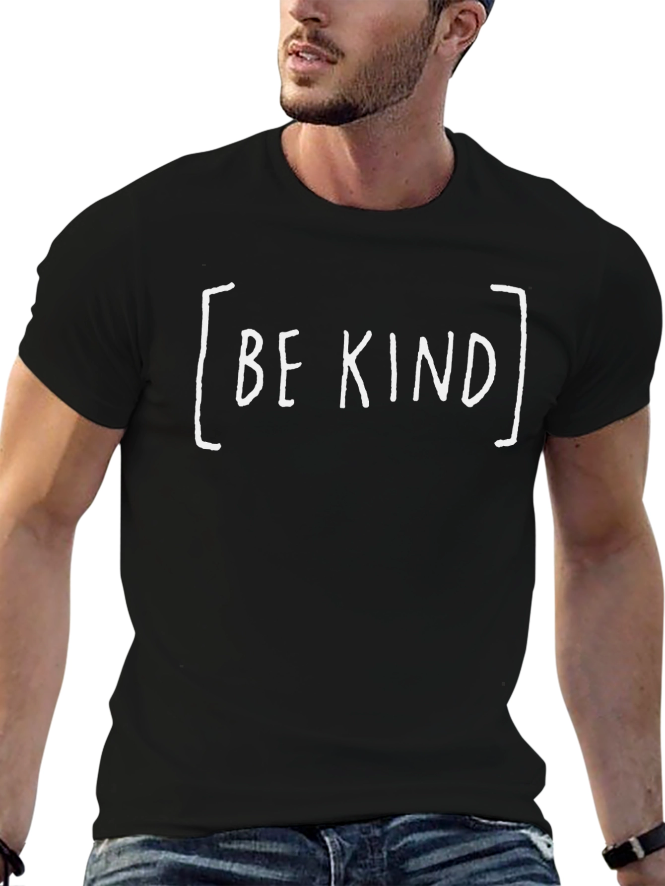 Be Kind Graphic Tee - Black Cotton Blend T-Shirt