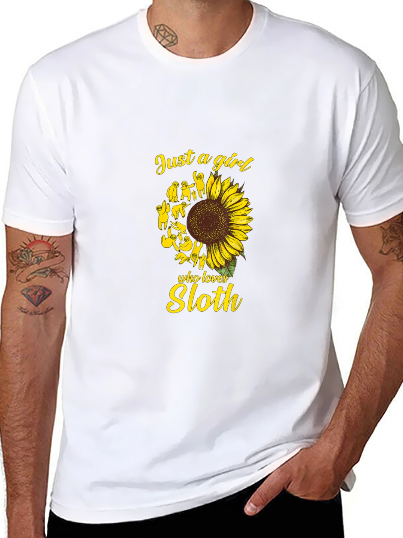 Sloth Sunflower Graphic Tee