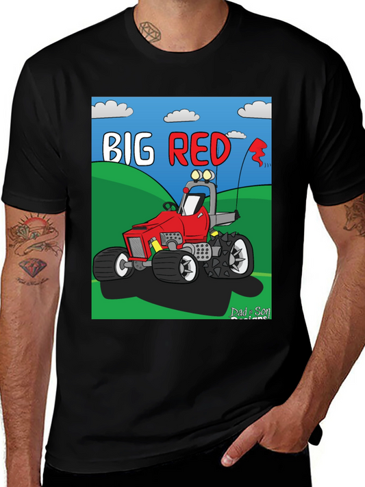 Big Red Cartoon Tractor Graphic Tee