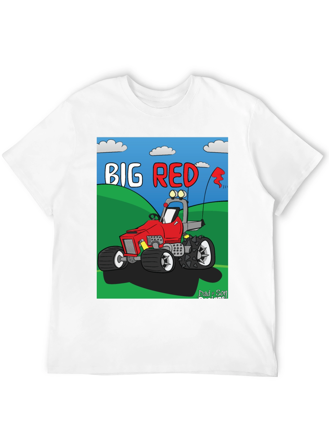 Big Red Cartoon Tractor Graphic Tee
