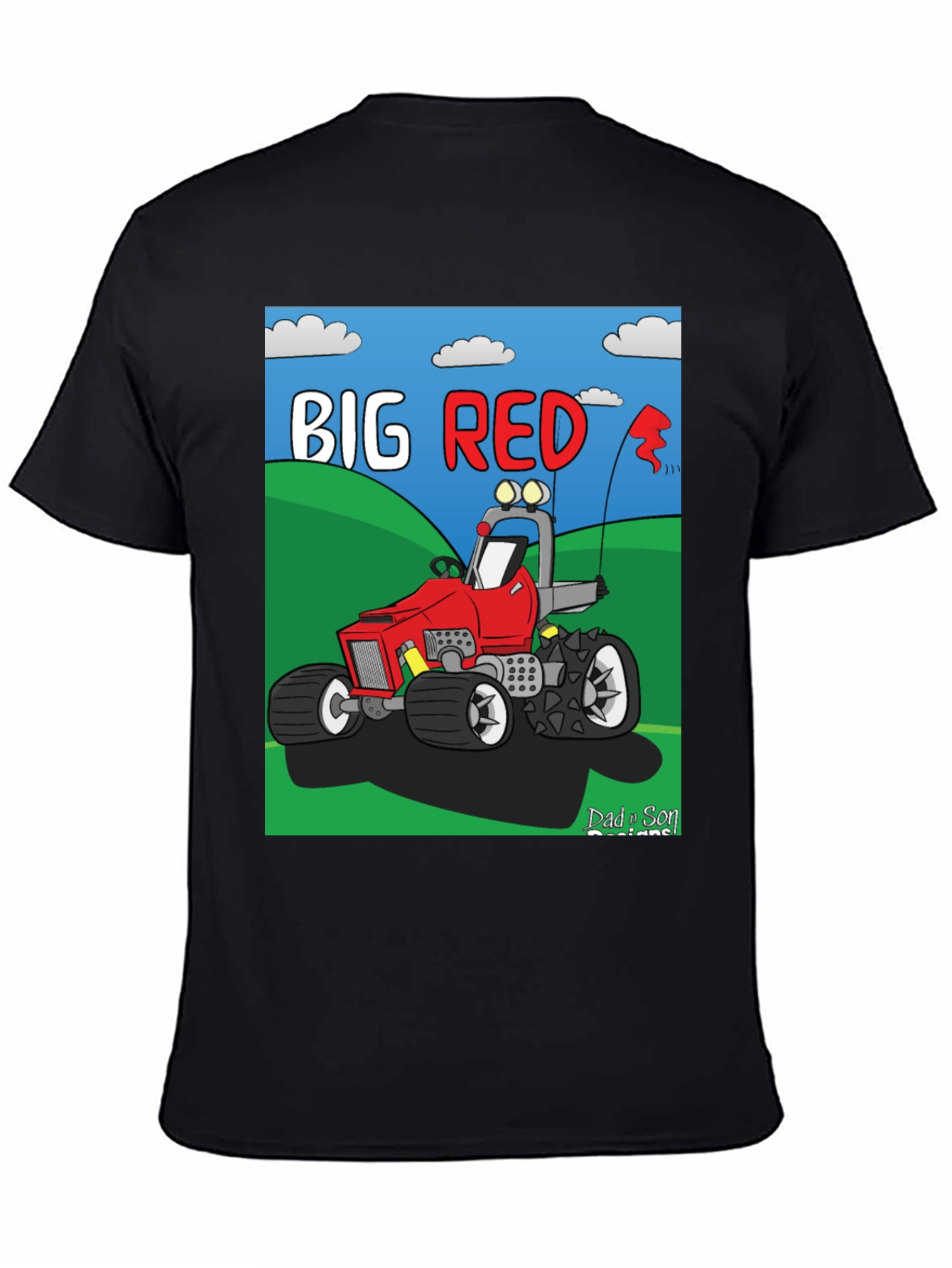 Big Red Cartoon Tractor Graphic Tee