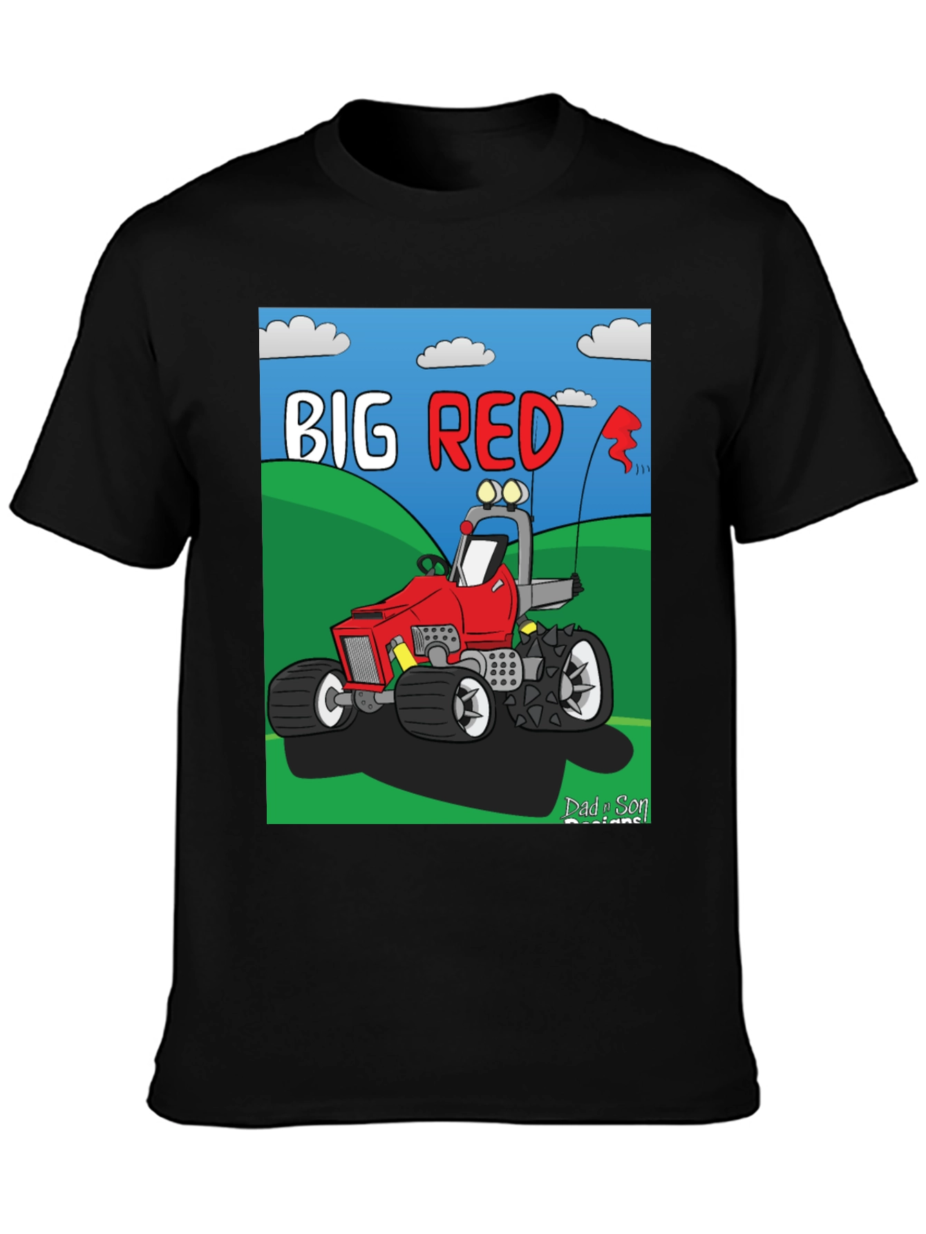 Big Red Cartoon Tractor Graphic Tee
