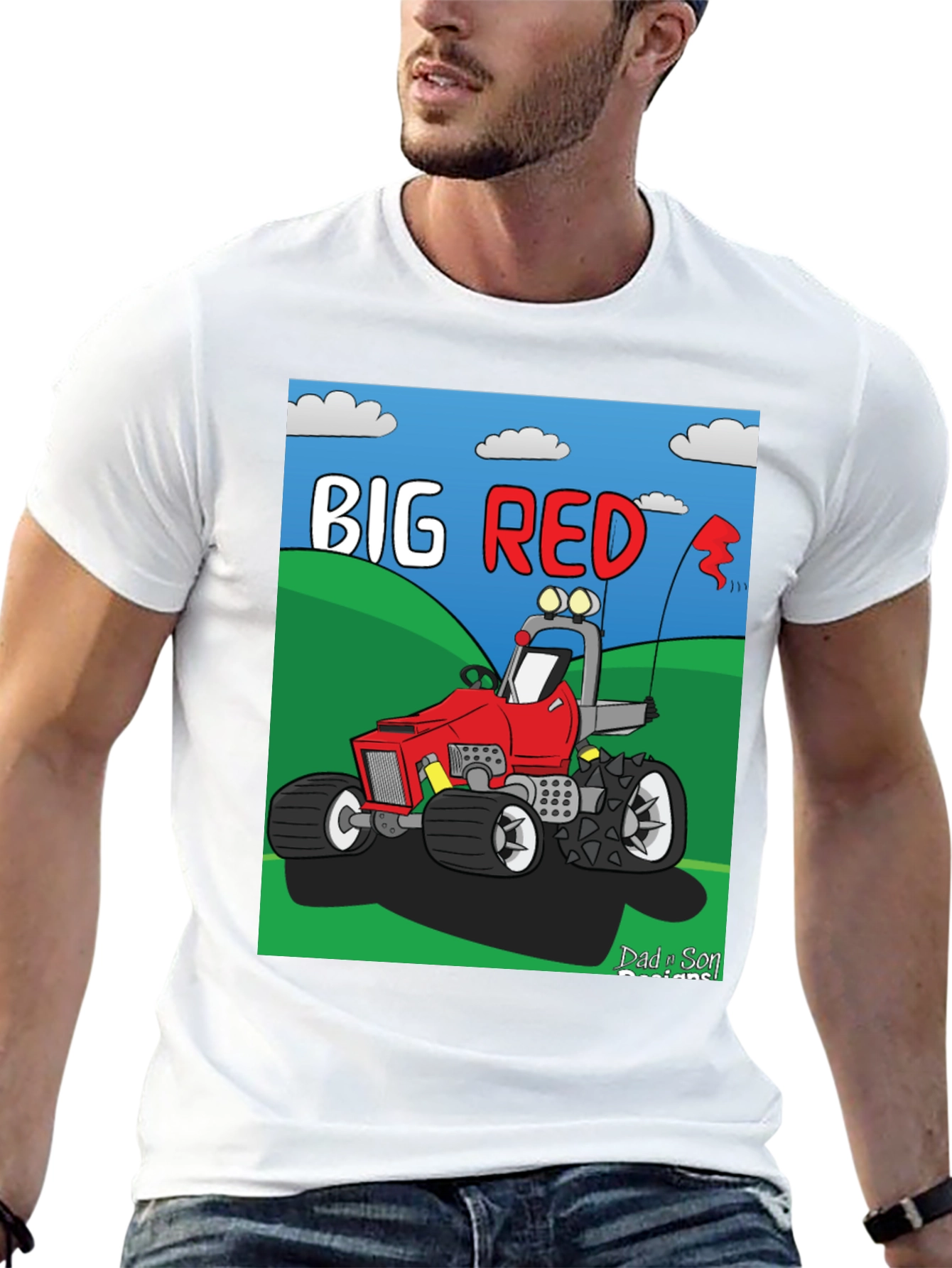 Big Red Cartoon Tractor Graphic Tee