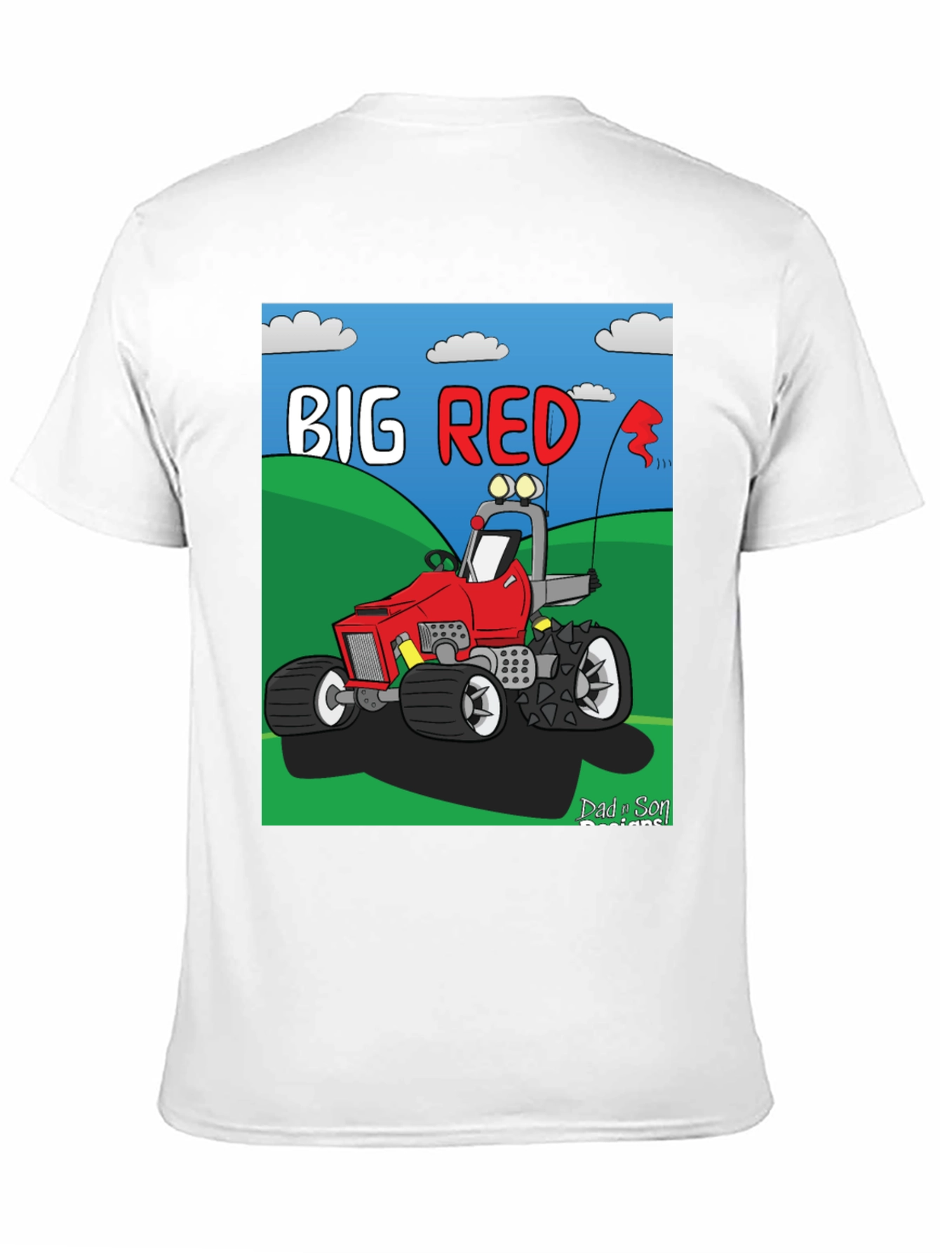 Big Red Cartoon Tractor Graphic Tee