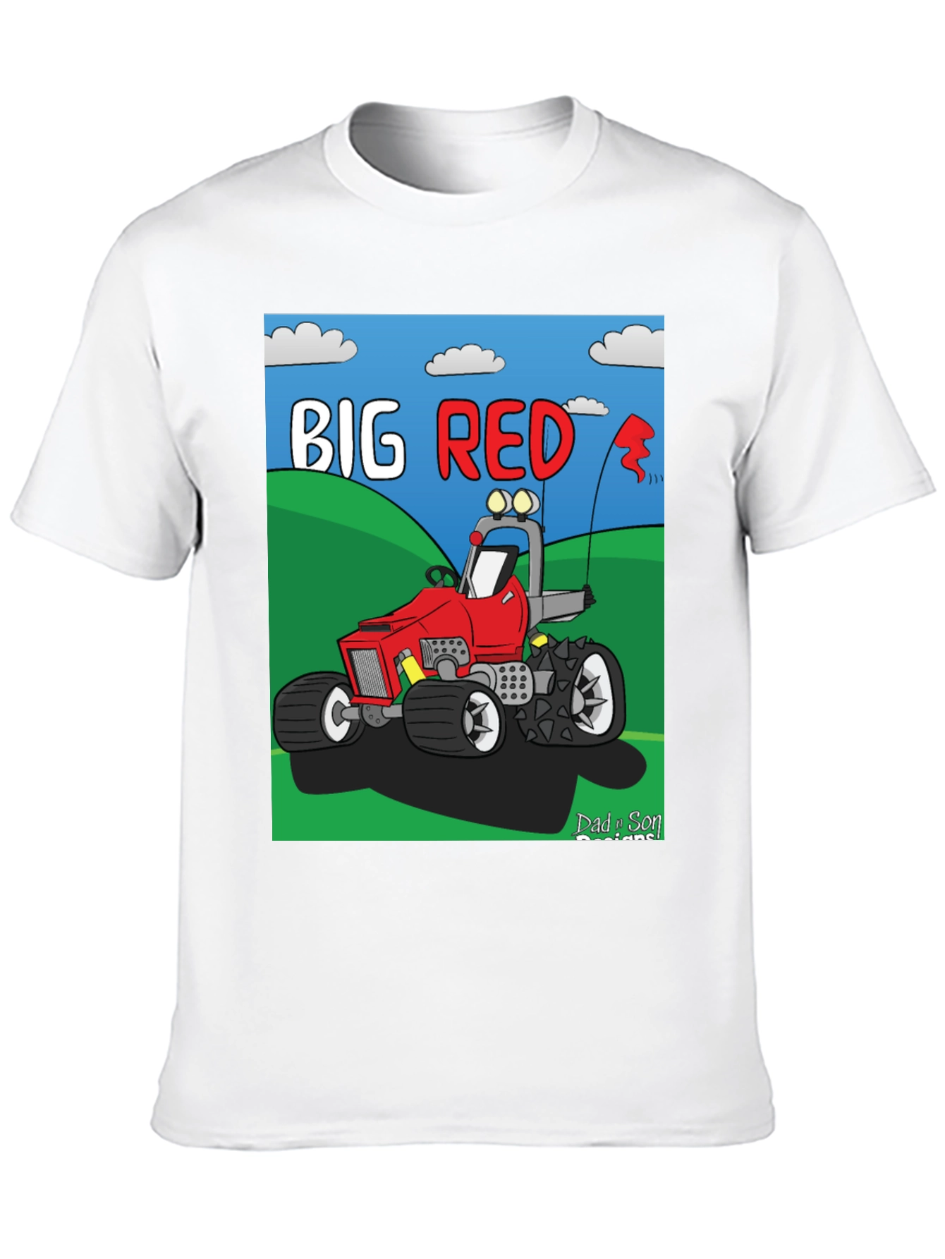 Big Red Cartoon Tractor Graphic Tee