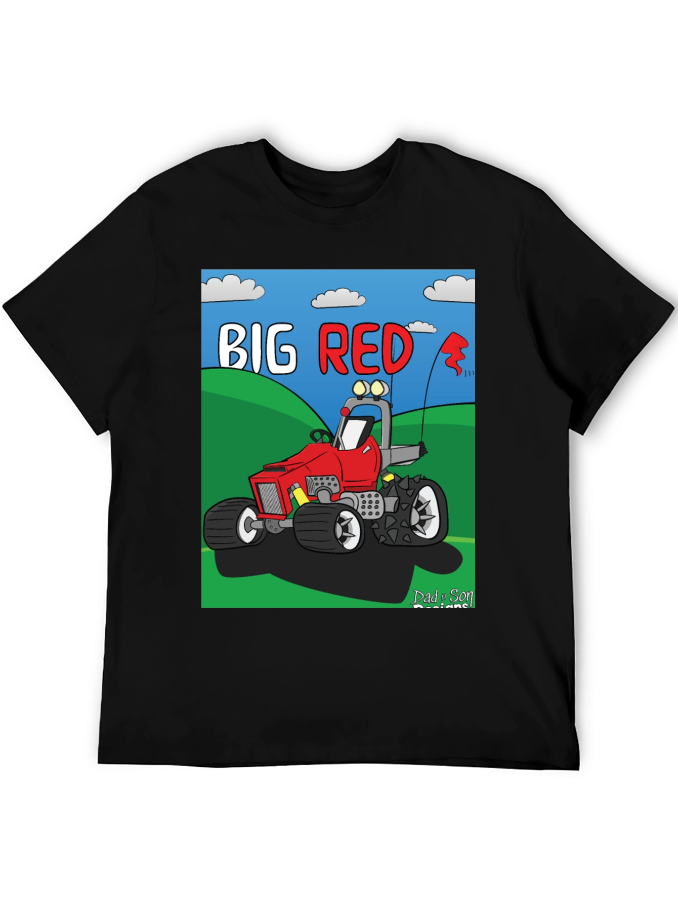 Big Red Cartoon Tractor Graphic Tee