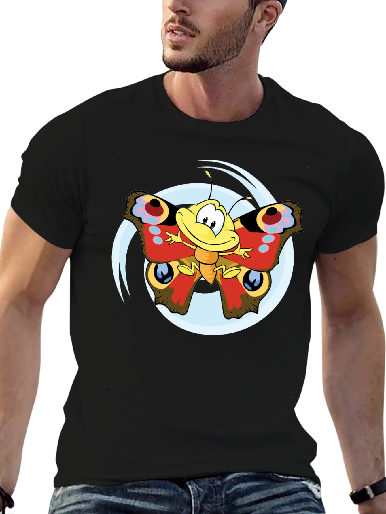 Cartoon Butterfly Graphic T-Shirt