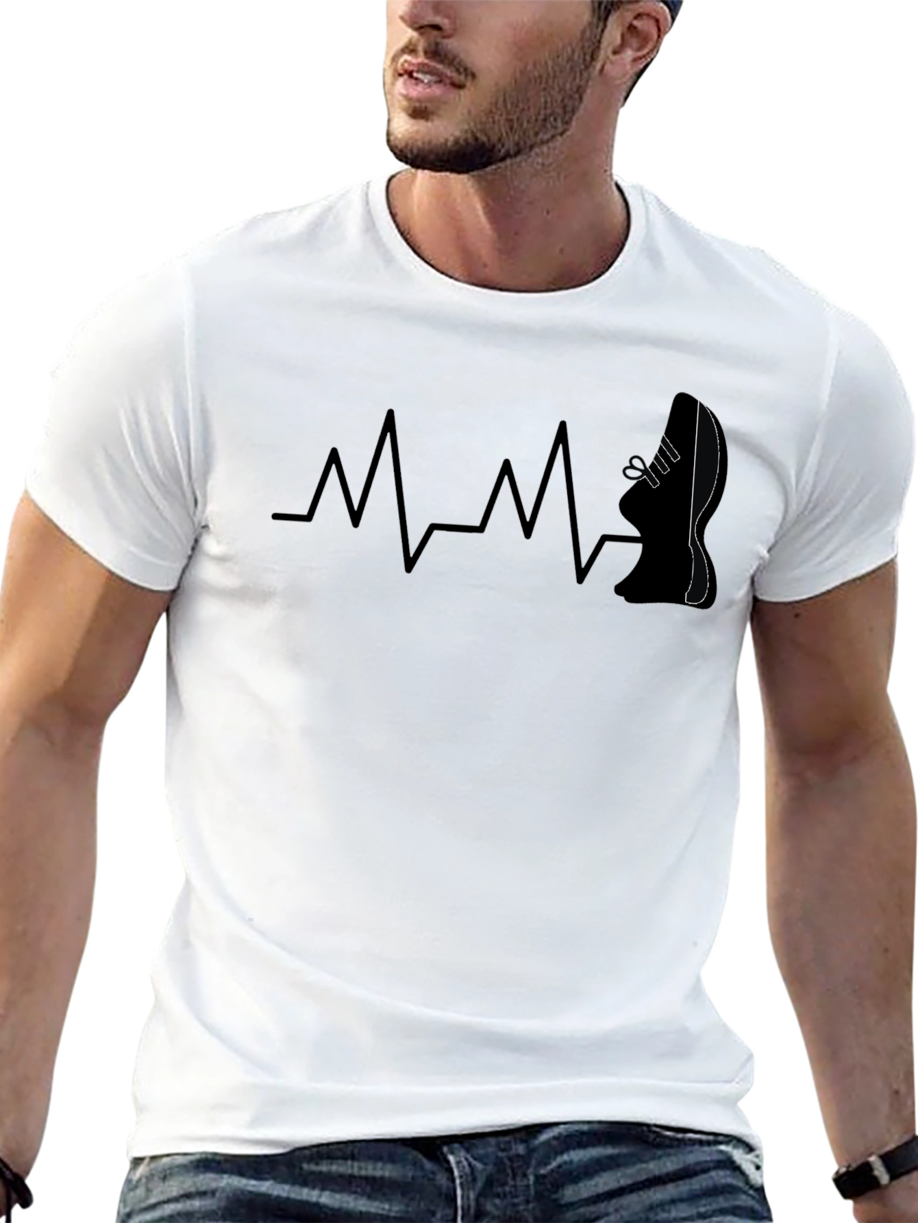 Runners Heartbeat T-Shirt - Black Graphic Tee