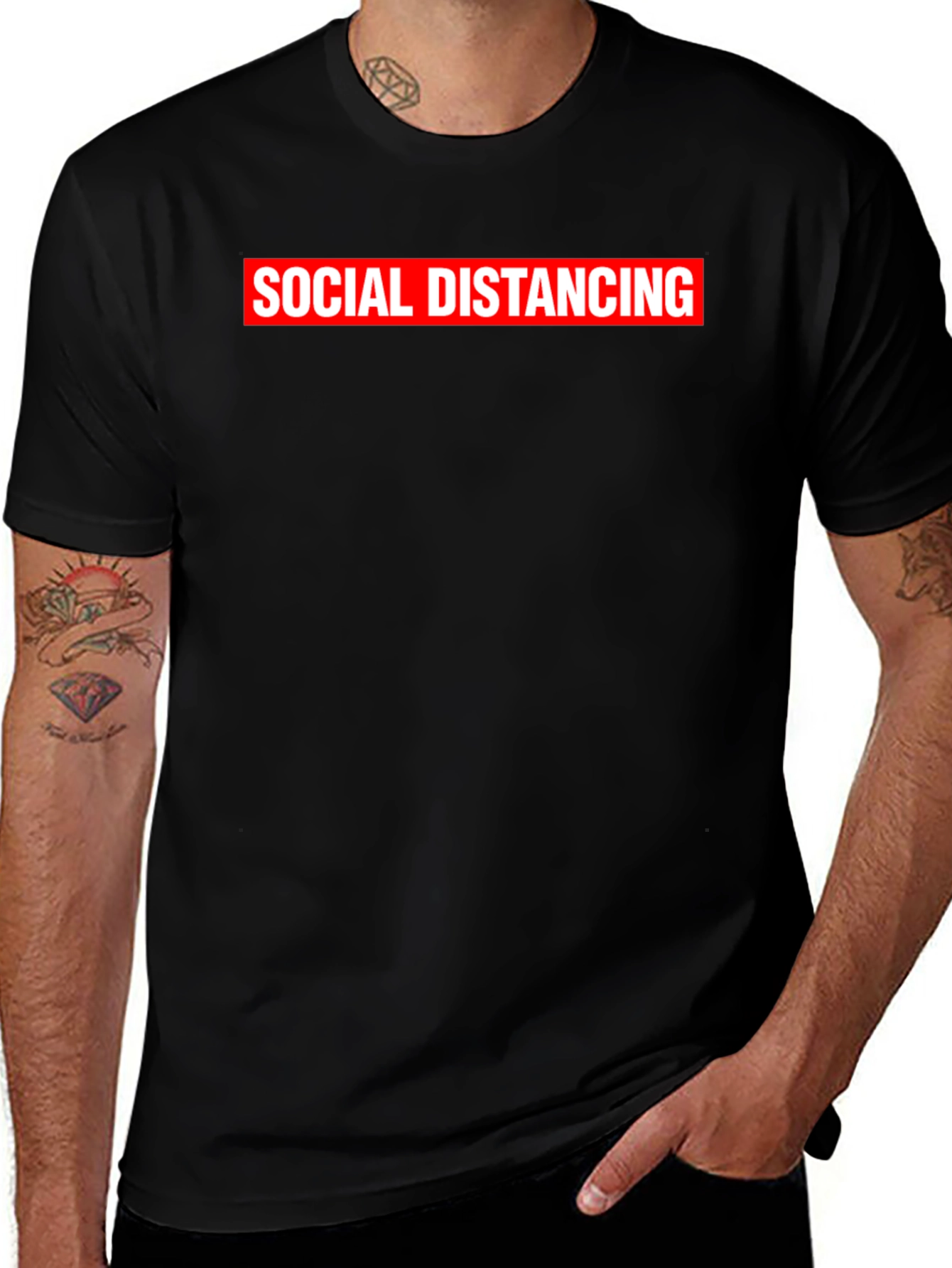 Social Distancing Graphic T-Shirt - Black