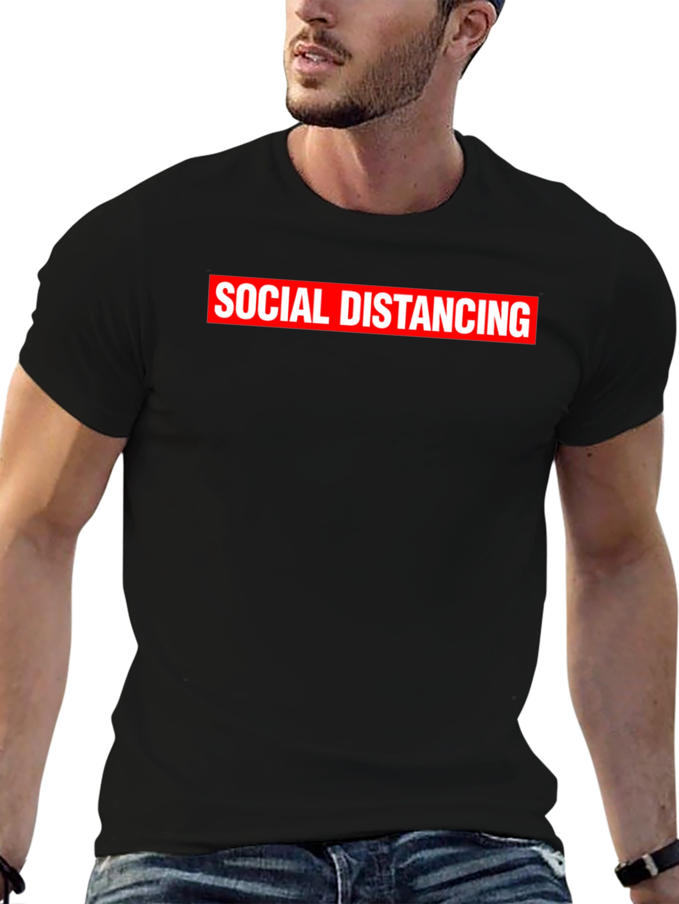 Social Distancing Graphic T-Shirt - Black