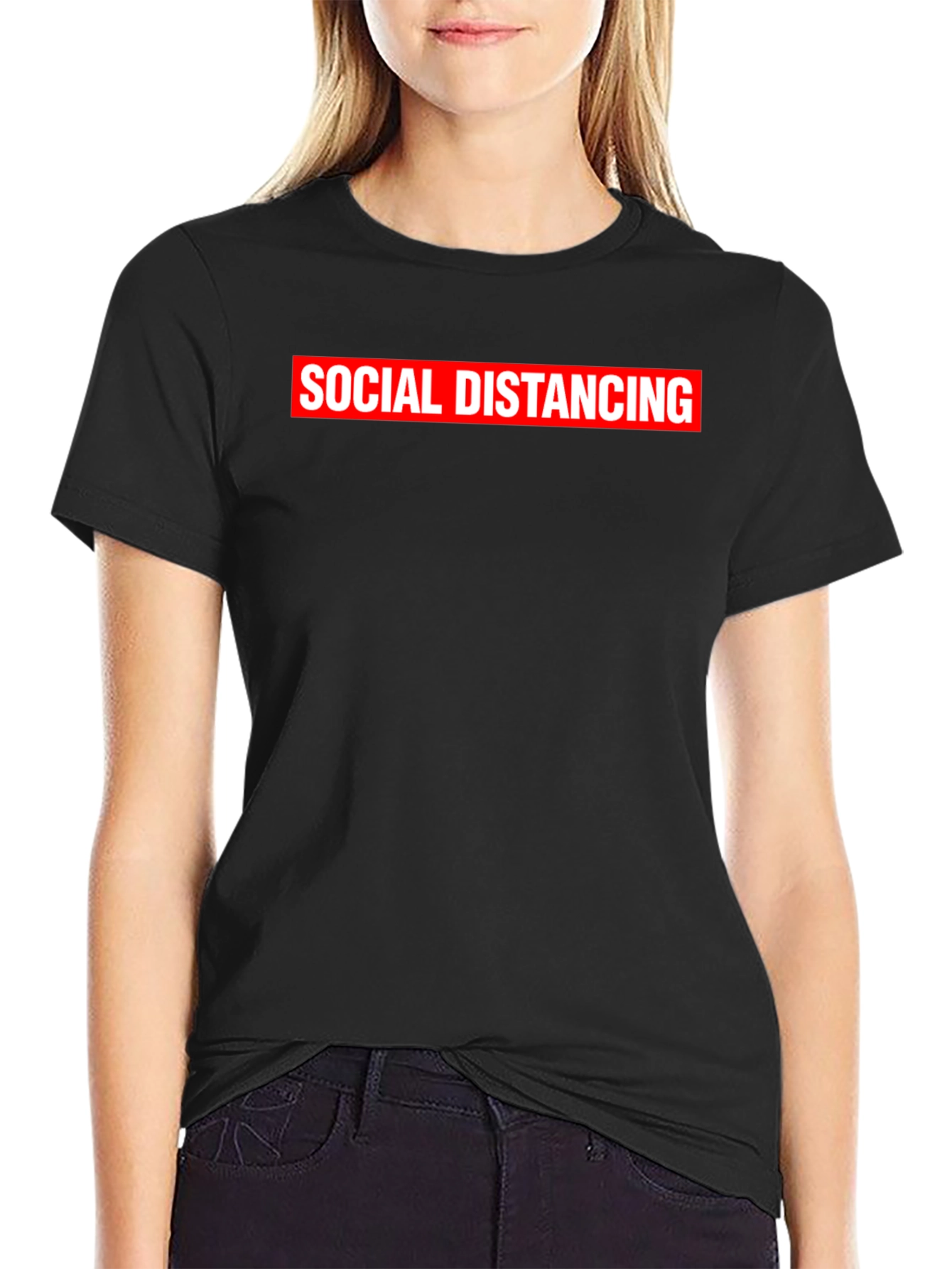 Social Distancing Graphic T-Shirt - Black