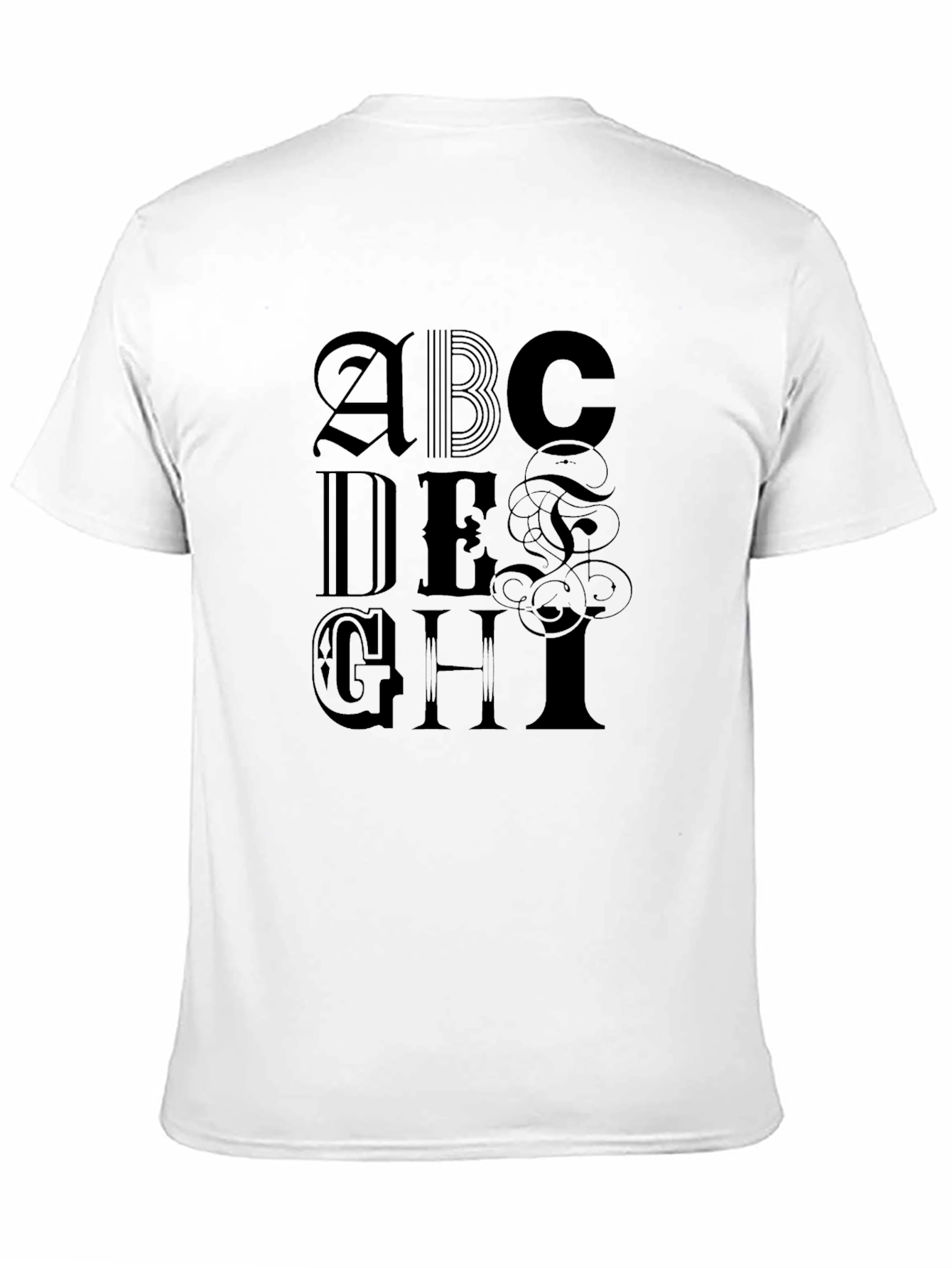 ABC Lettering Black T-Shirt - Stylish Graphic Tee