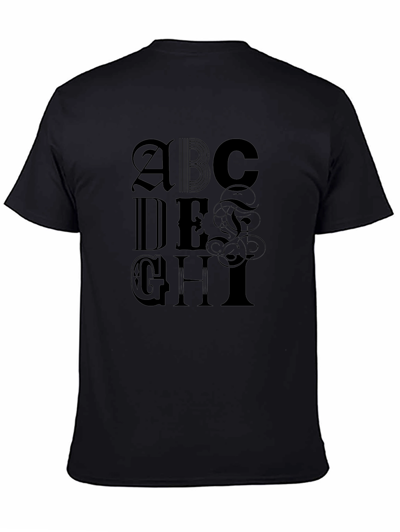 ABC Lettering Black T-Shirt - Stylish Graphic Tee