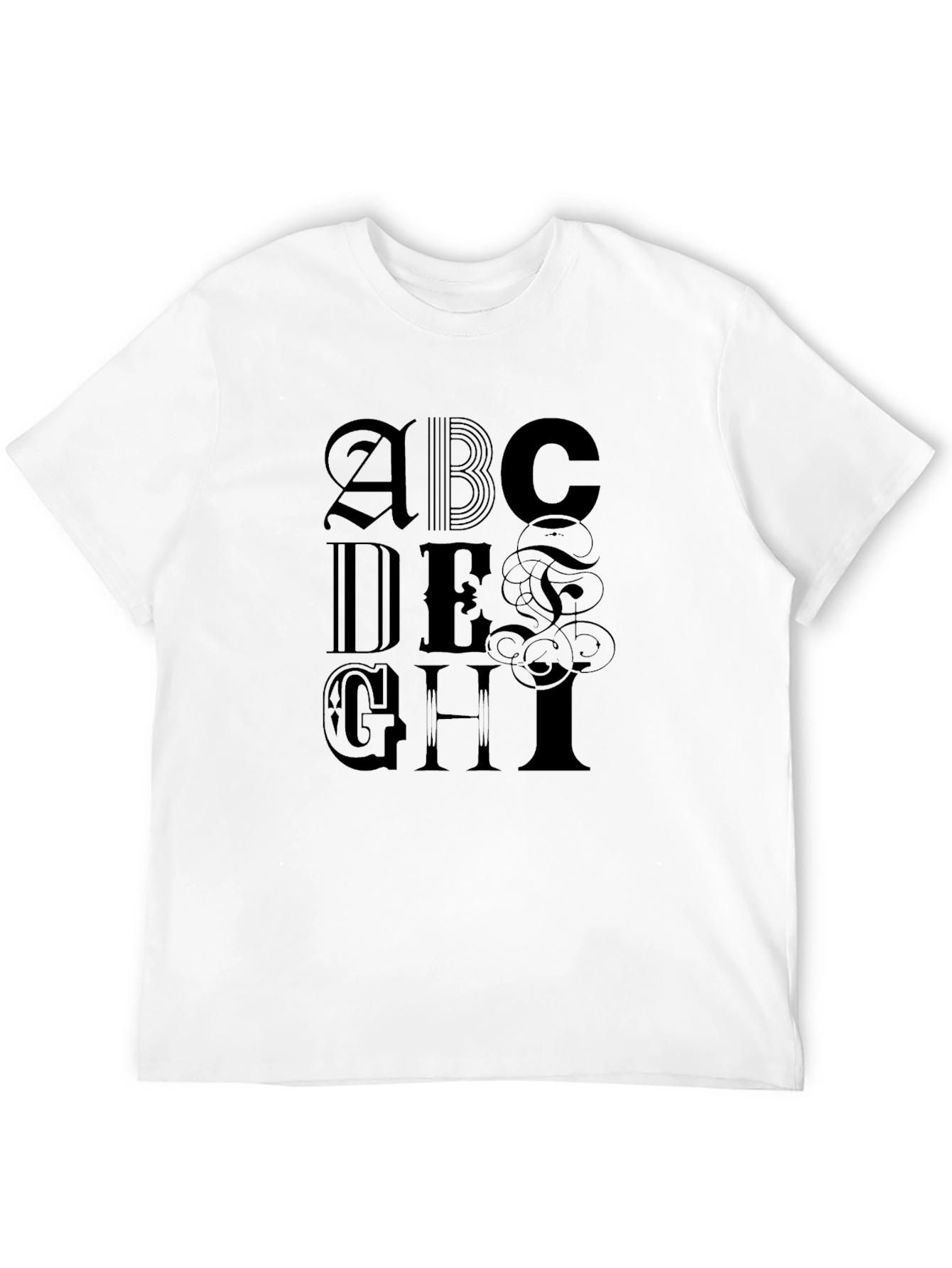 ABC Lettering Black T-Shirt - Stylish Graphic Tee