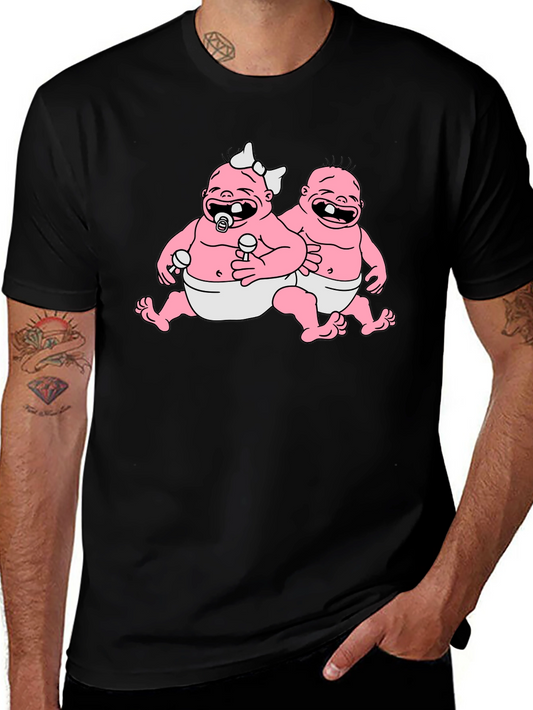 Cartoon Babies Black T-Shirt