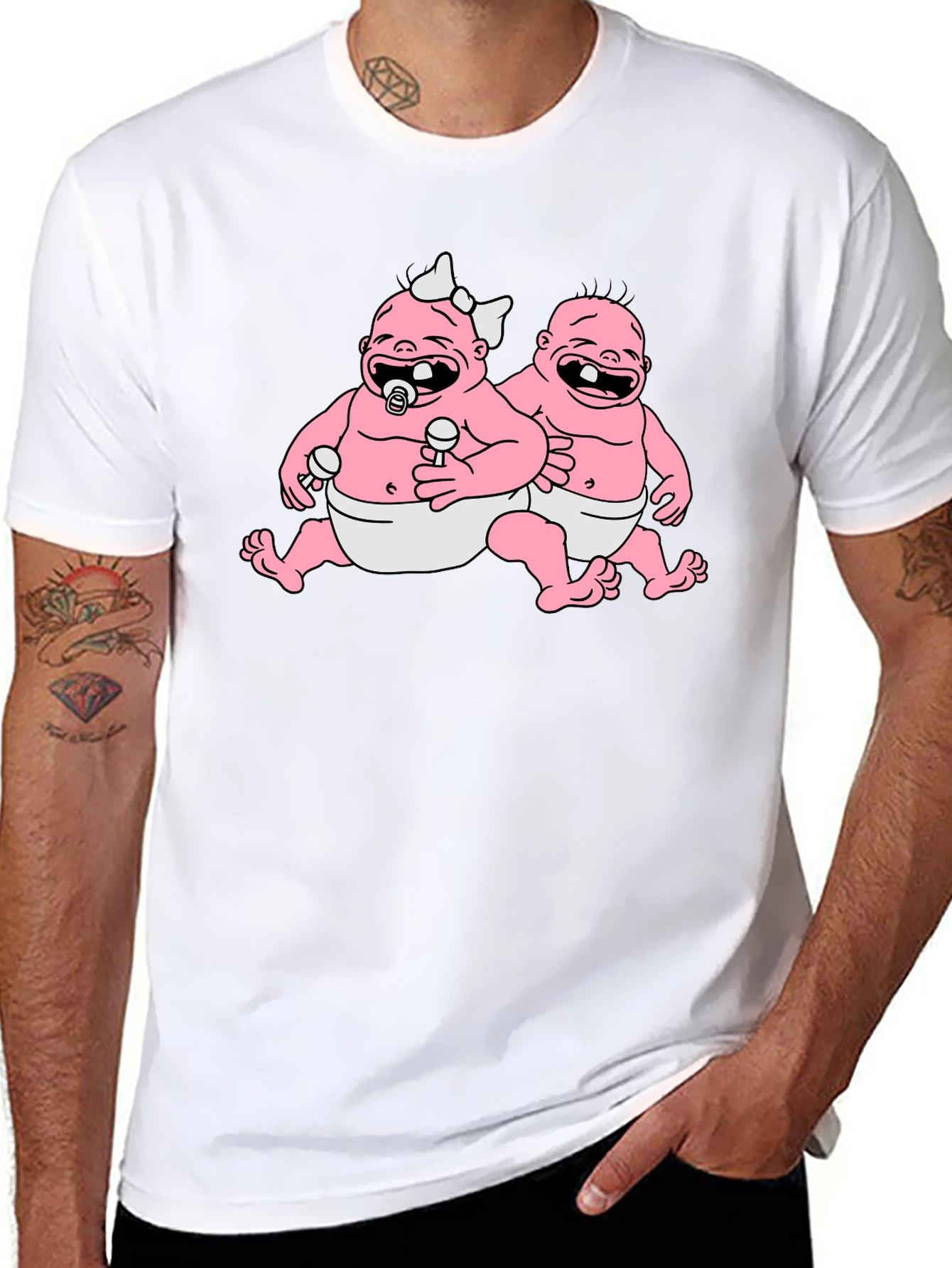 Cartoon Babies Black T-Shirt