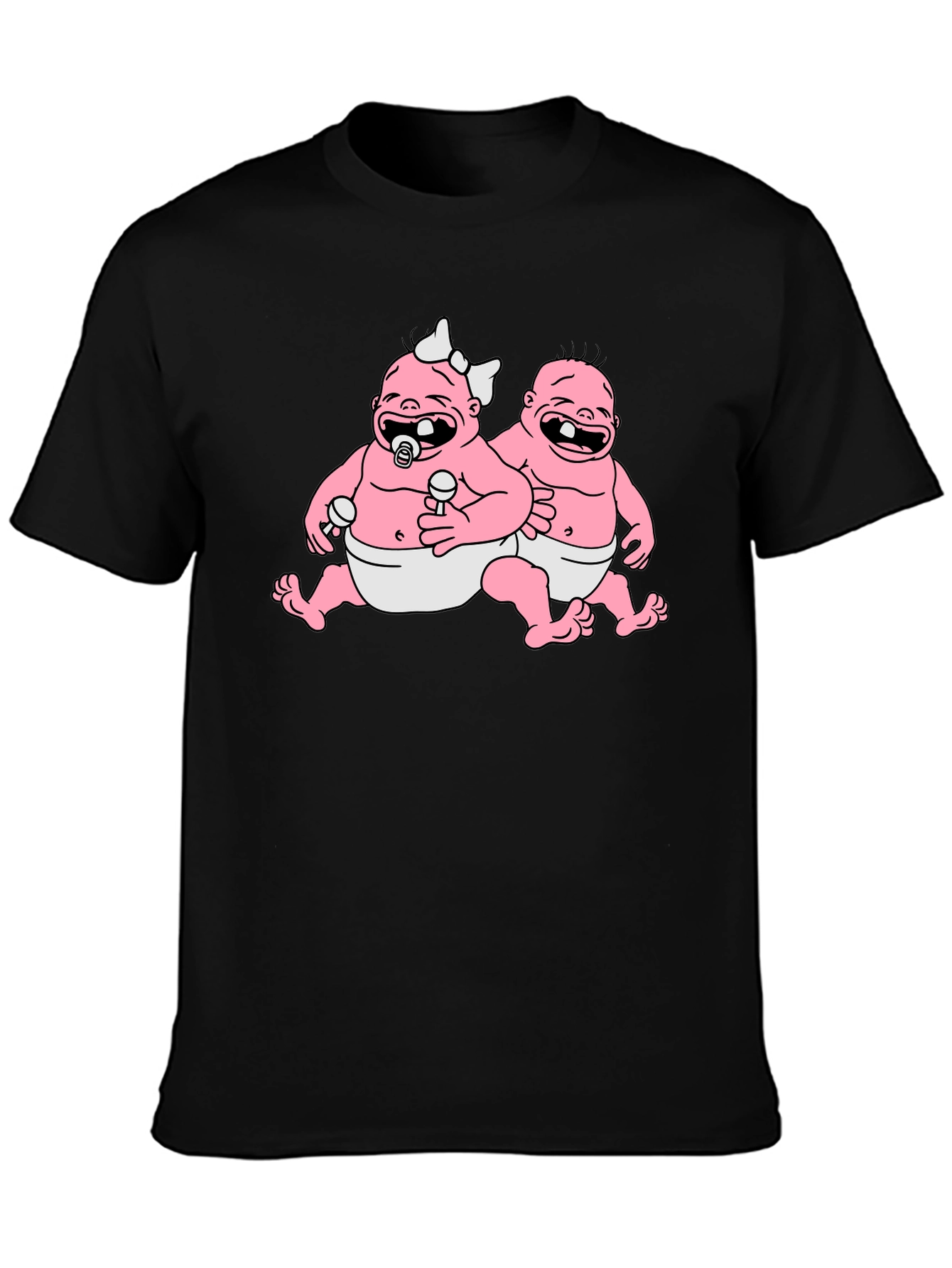 Cartoon Babies Black T-Shirt