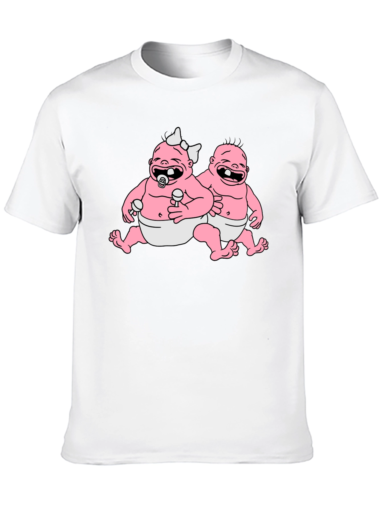 Cartoon Babies Black T-Shirt