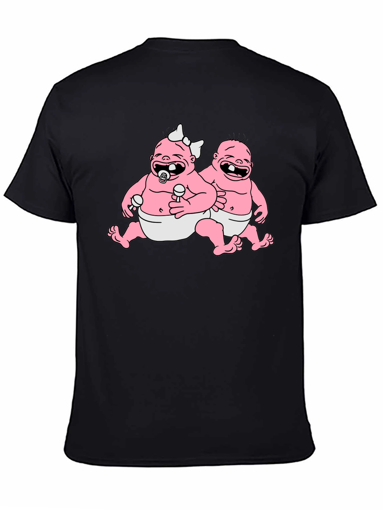 Cartoon Babies Black T-Shirt