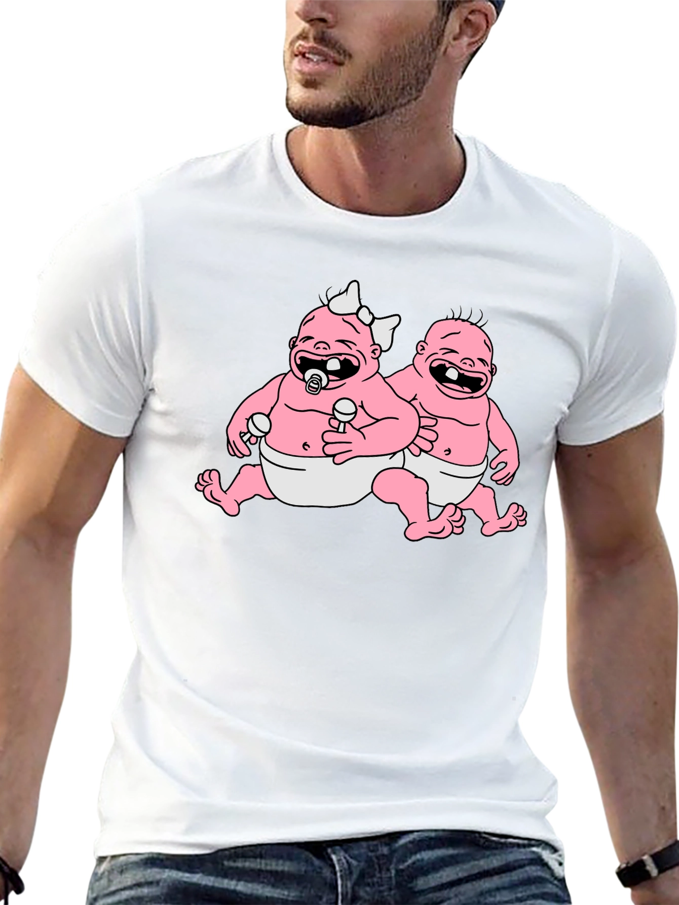 Cartoon Babies Black T-Shirt