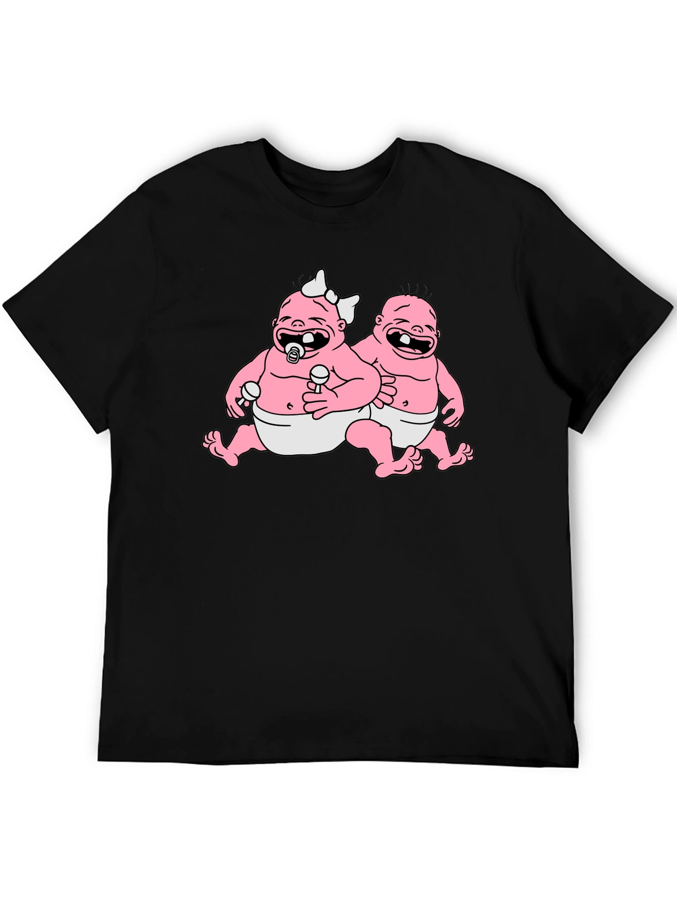 Cartoon Babies Black T-Shirt