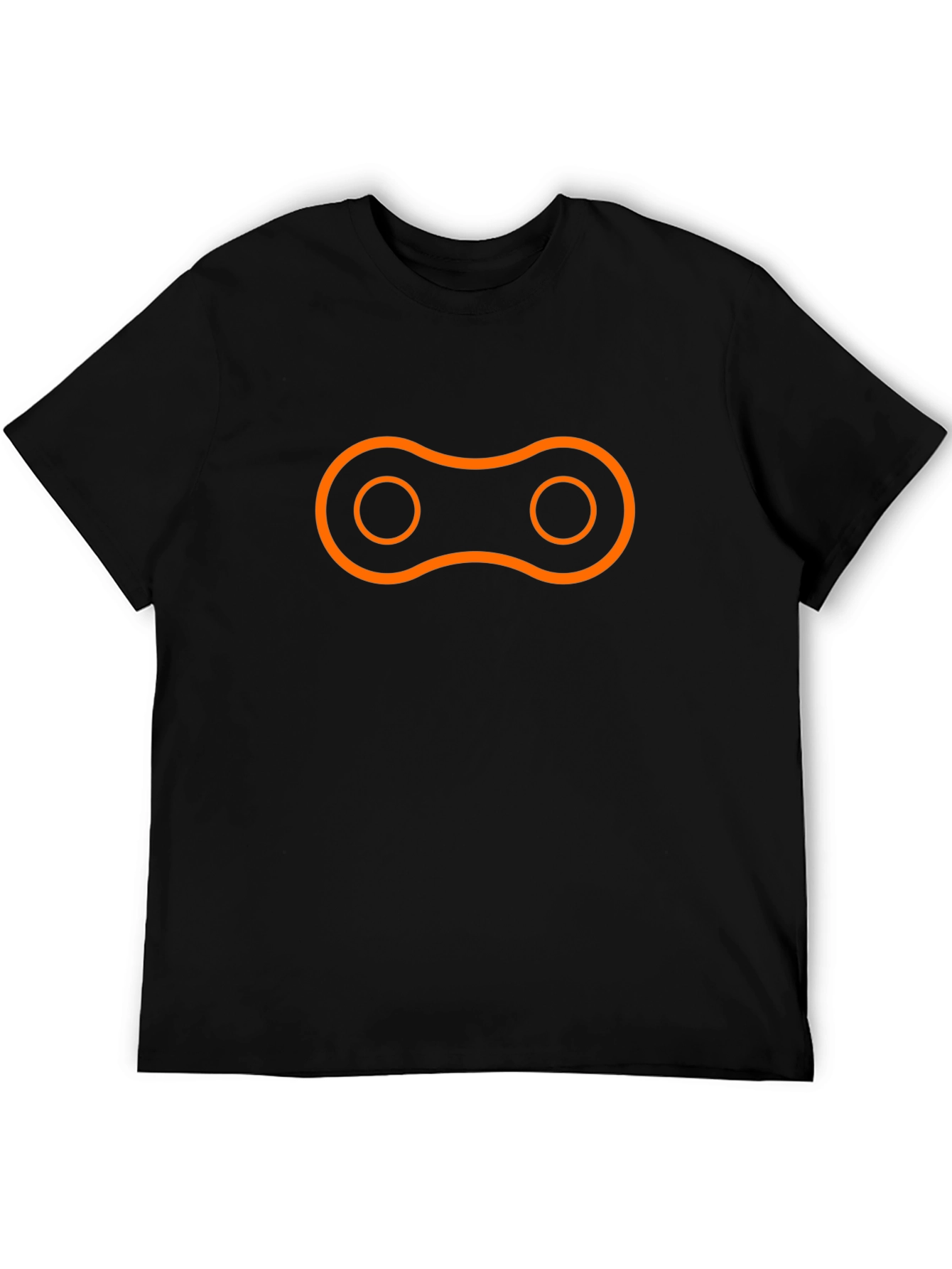Black T-Shirt with Orange Chain Link Design