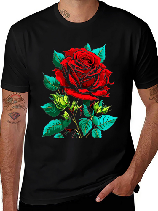 Red Rose Graphic T-Shirt - Bold Floral Design
