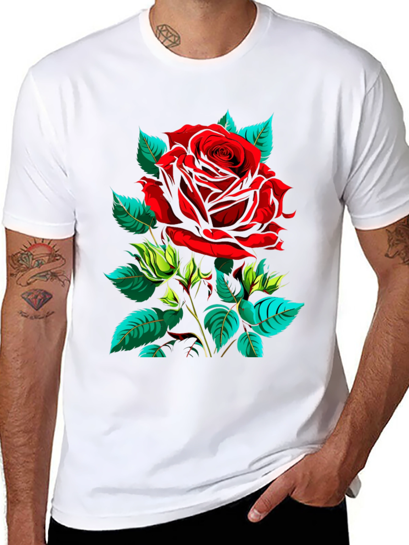Red Rose Graphic T-Shirt - Bold Floral Design