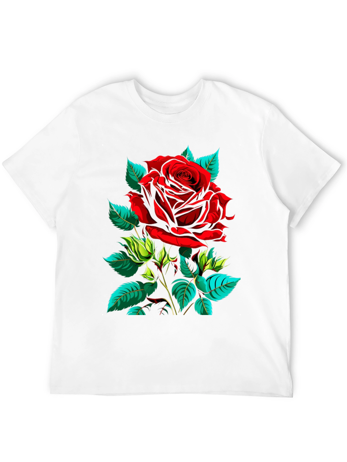 Red Rose Graphic T-Shirt - Bold Floral Design