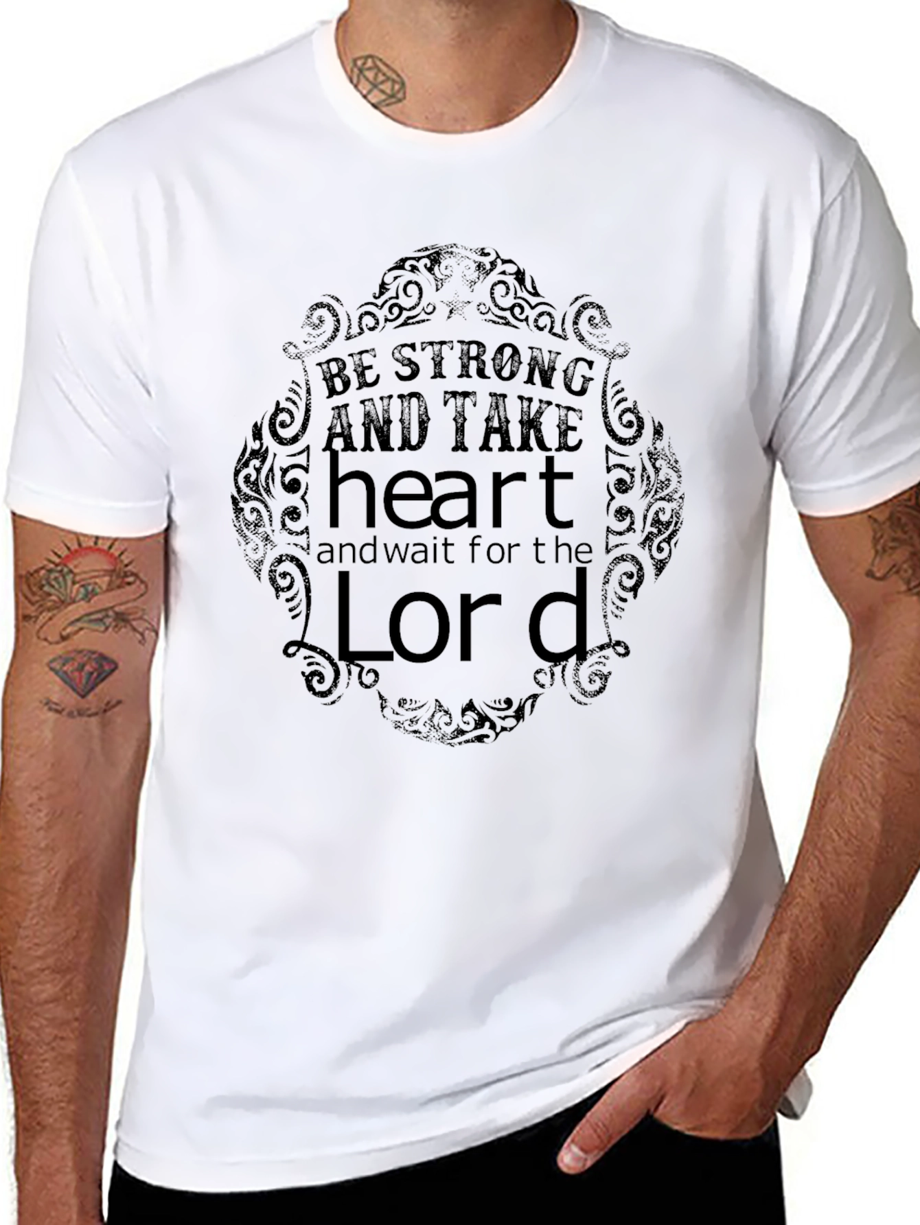 Be Strong and Take Heart Black Graphic Tee