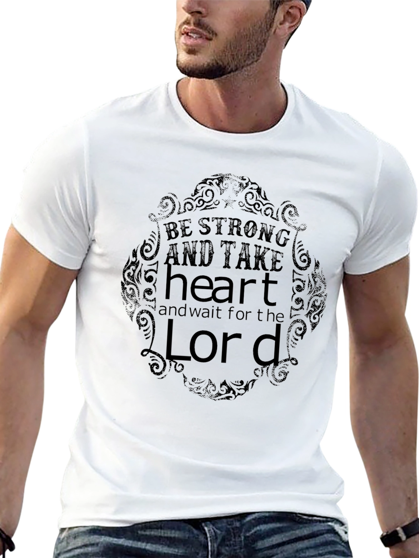 Be Strong and Take Heart Black Graphic Tee