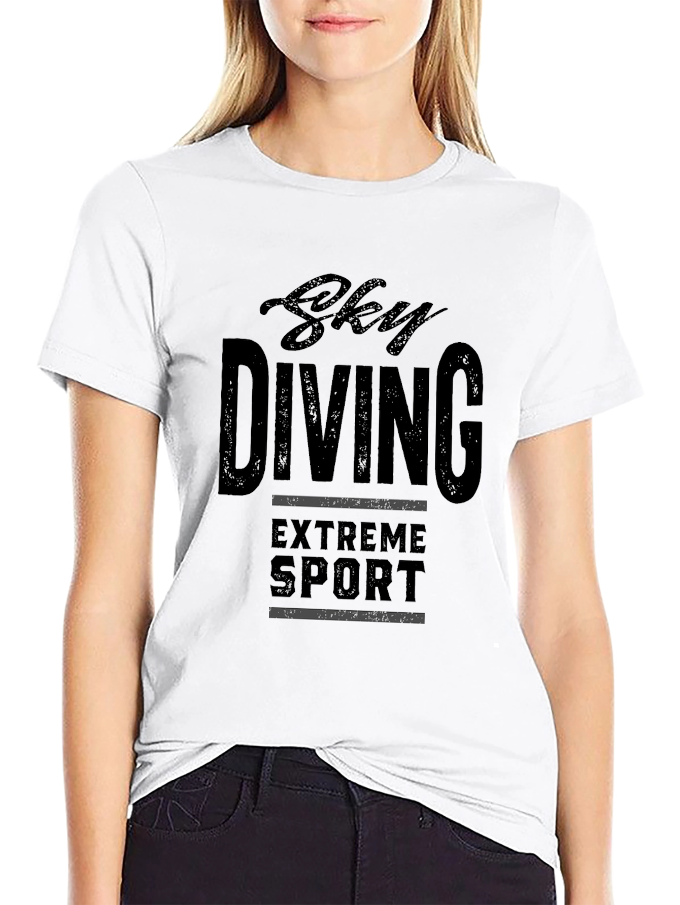 Sky Diving Extreme Sport Black T-Shirt