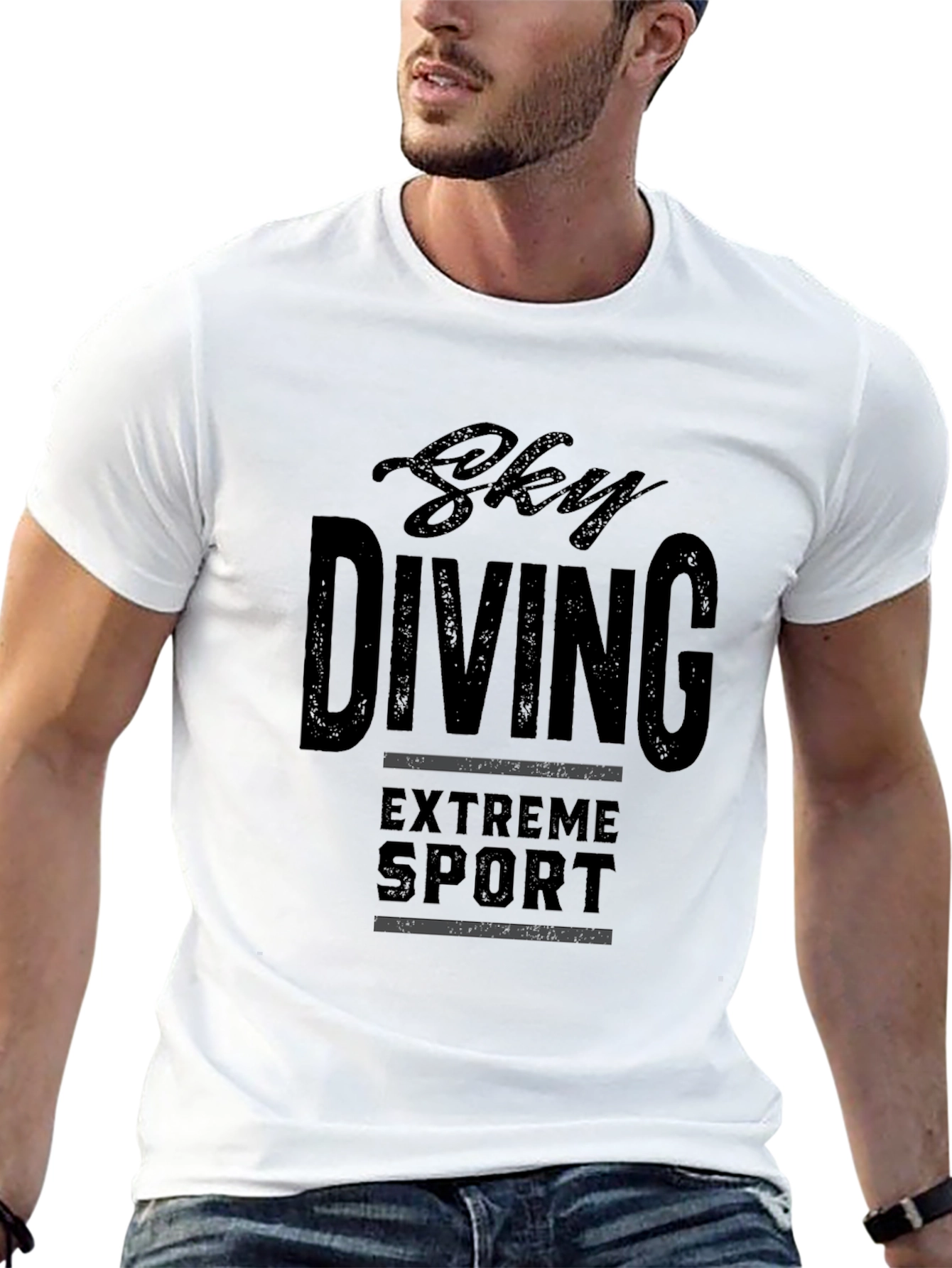 Sky Diving Extreme Sport Black T-Shirt