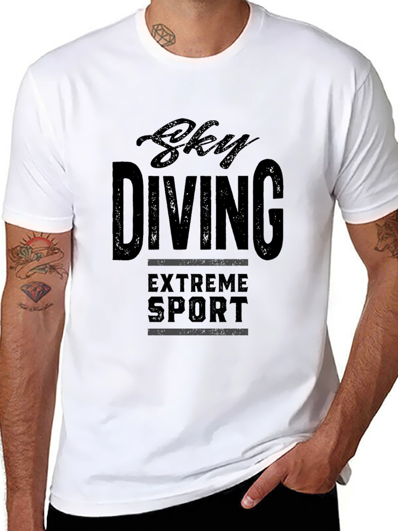 Sky Diving Extreme Sport Black T-Shirt