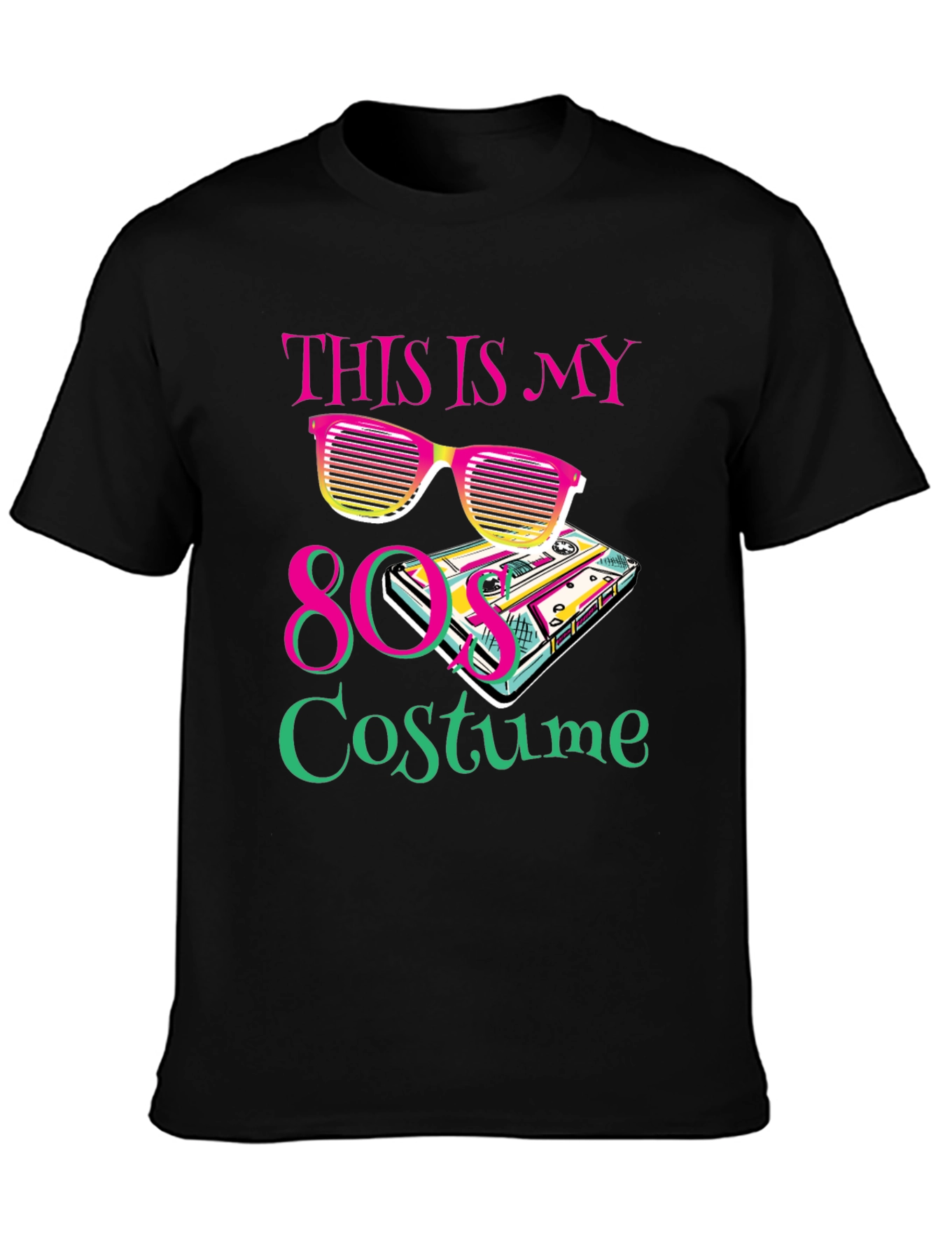 80s Costume Party T-Shirt Retro Cassette Tape Sunglasses