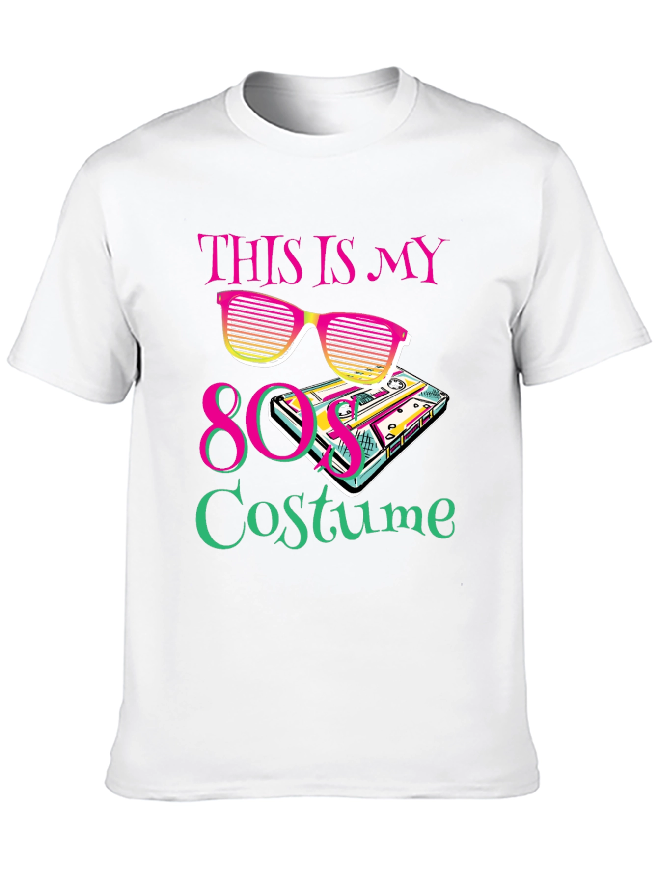 80s Costume Party T-Shirt Retro Cassette Tape Sunglasses