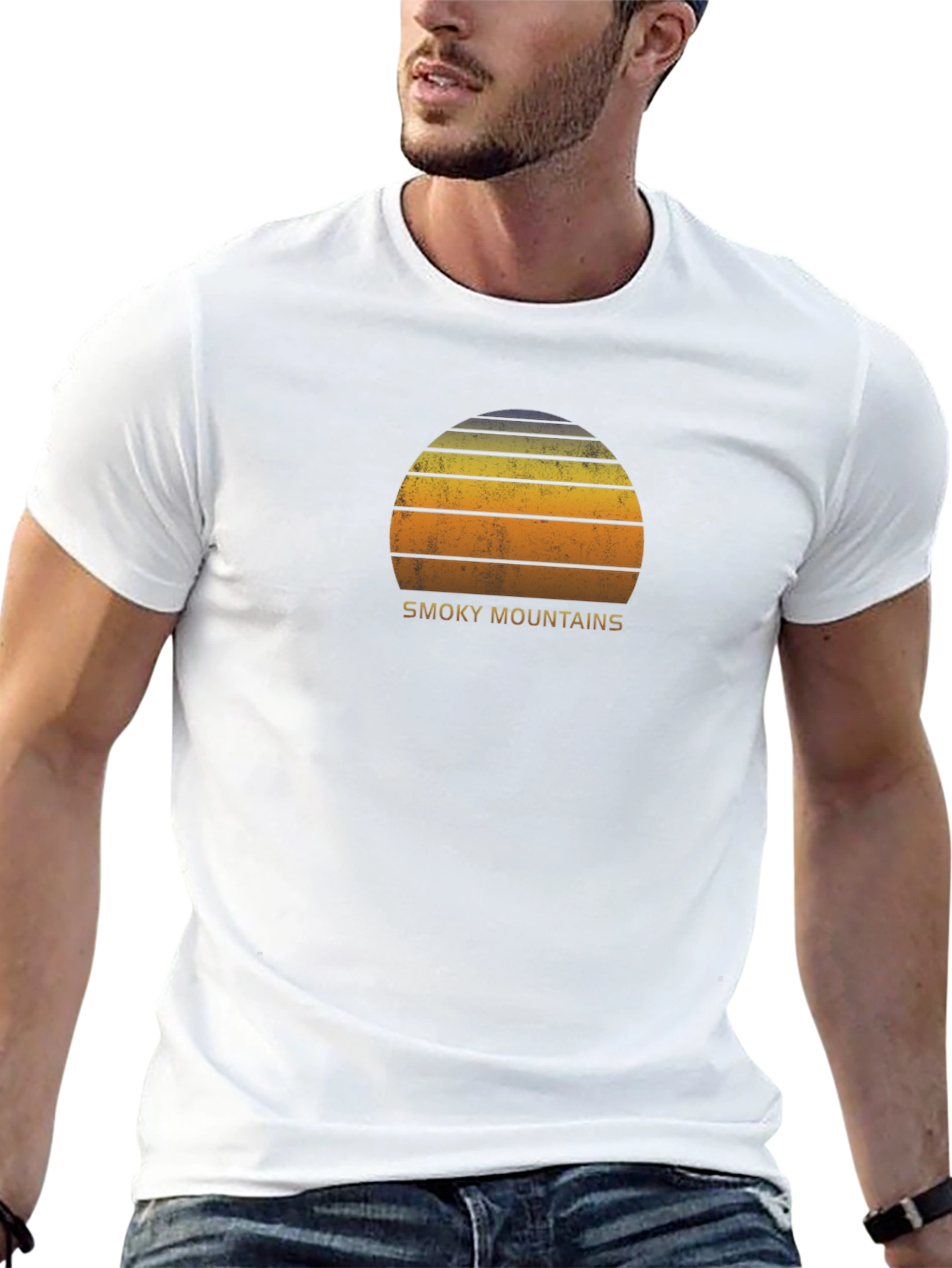 Smoky Mountains Sunset Graphic Tee - Retro Style