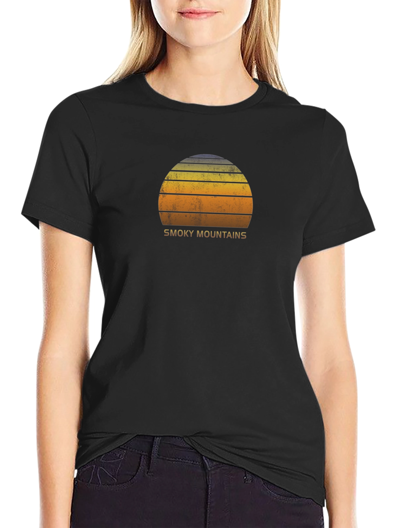 Smoky Mountains Sunset Graphic Tee - Retro Style