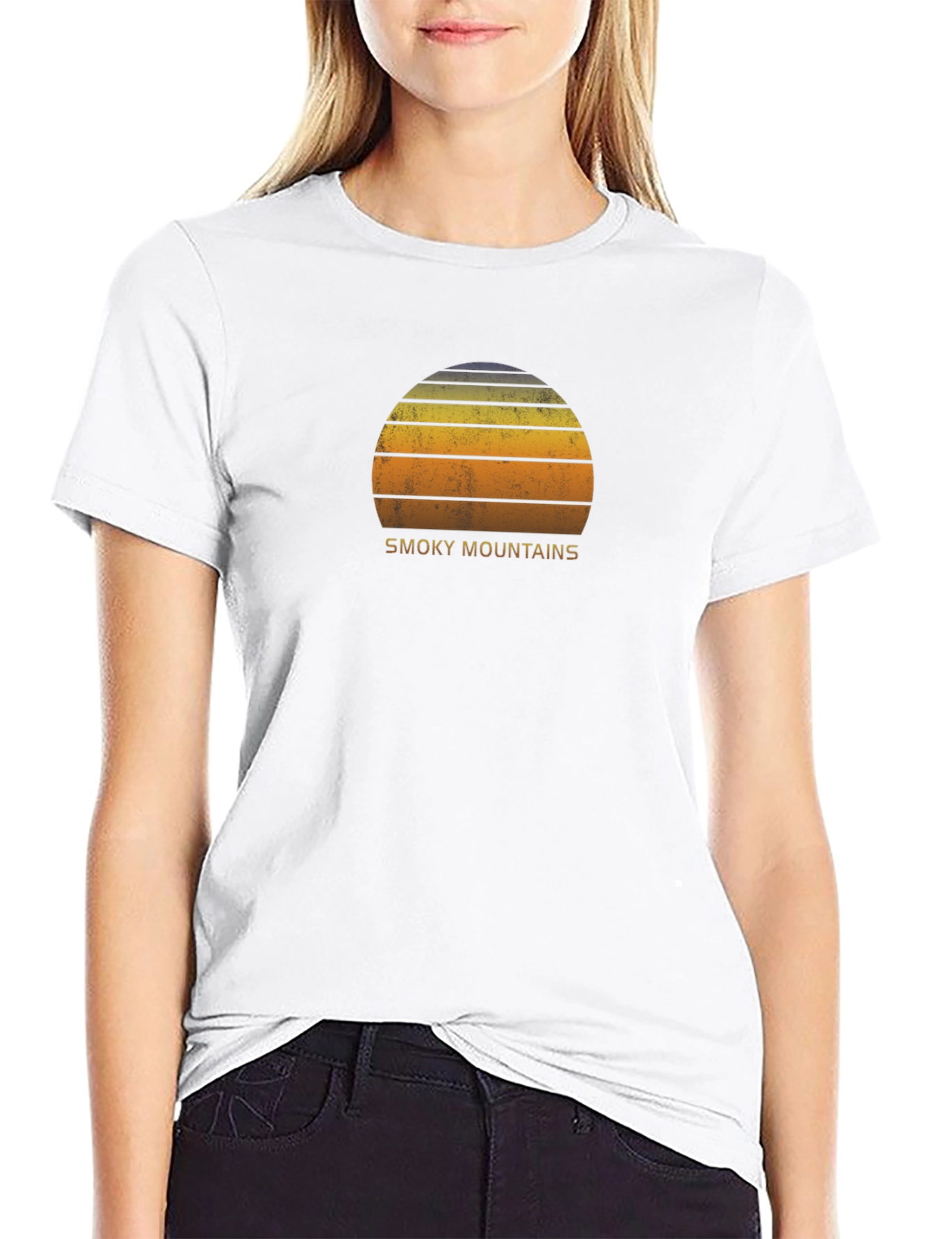 Smoky Mountains Sunset Graphic Tee - Retro Style