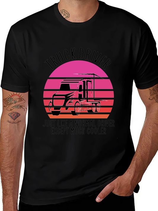 Truck Driver Sunset Graphic Tee - Cool Driver T-Shirt