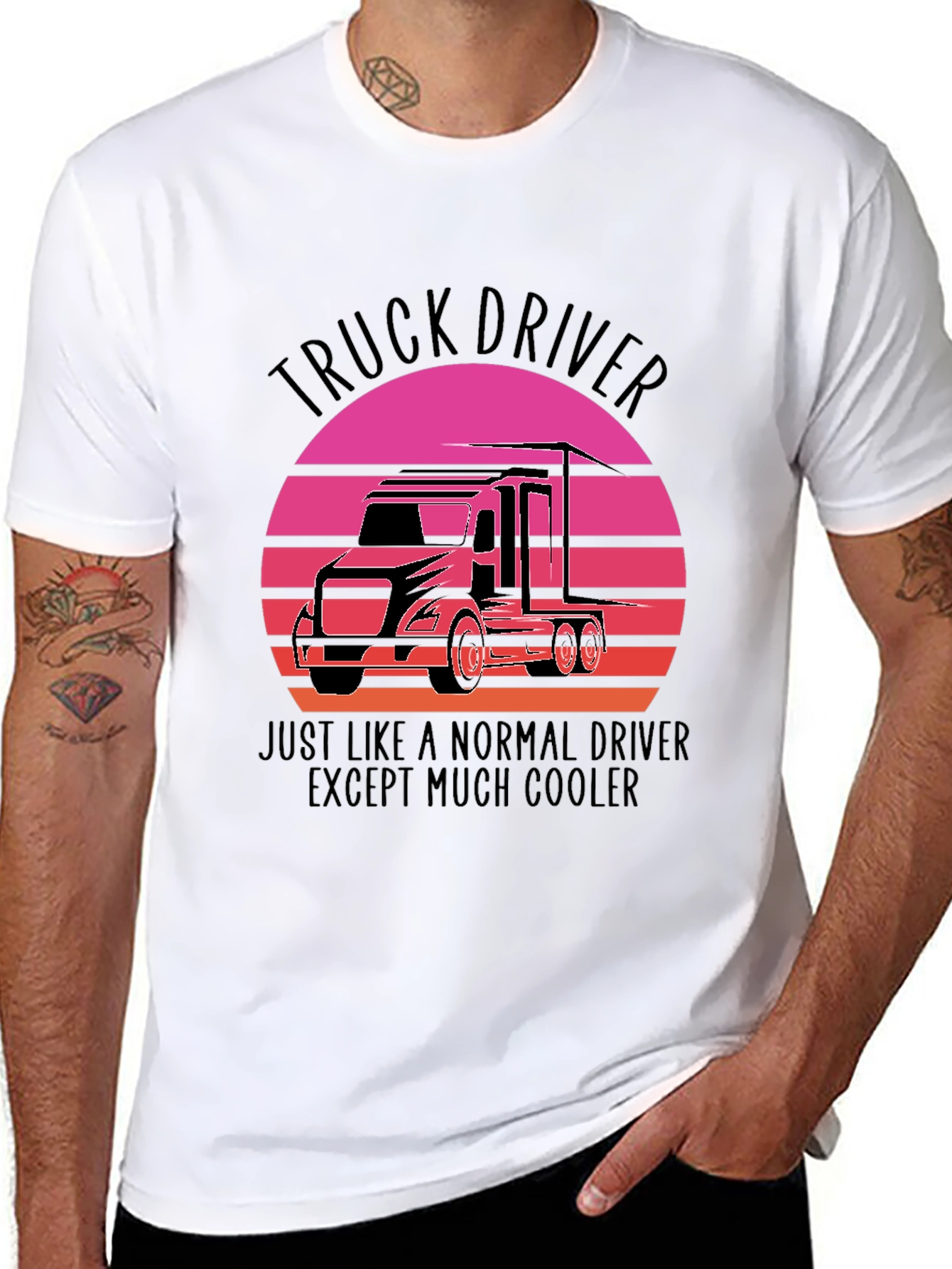 Truck Driver Sunset Graphic Tee - Cool Driver T-Shirt
