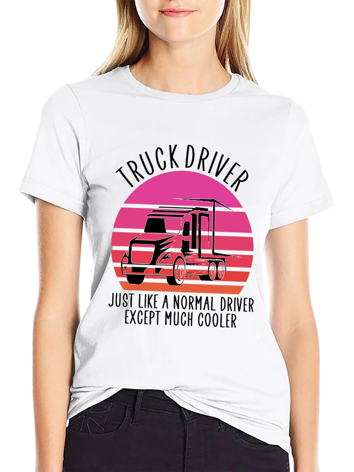 Truck Driver Sunset Graphic Tee - Cool Driver T-Shirt