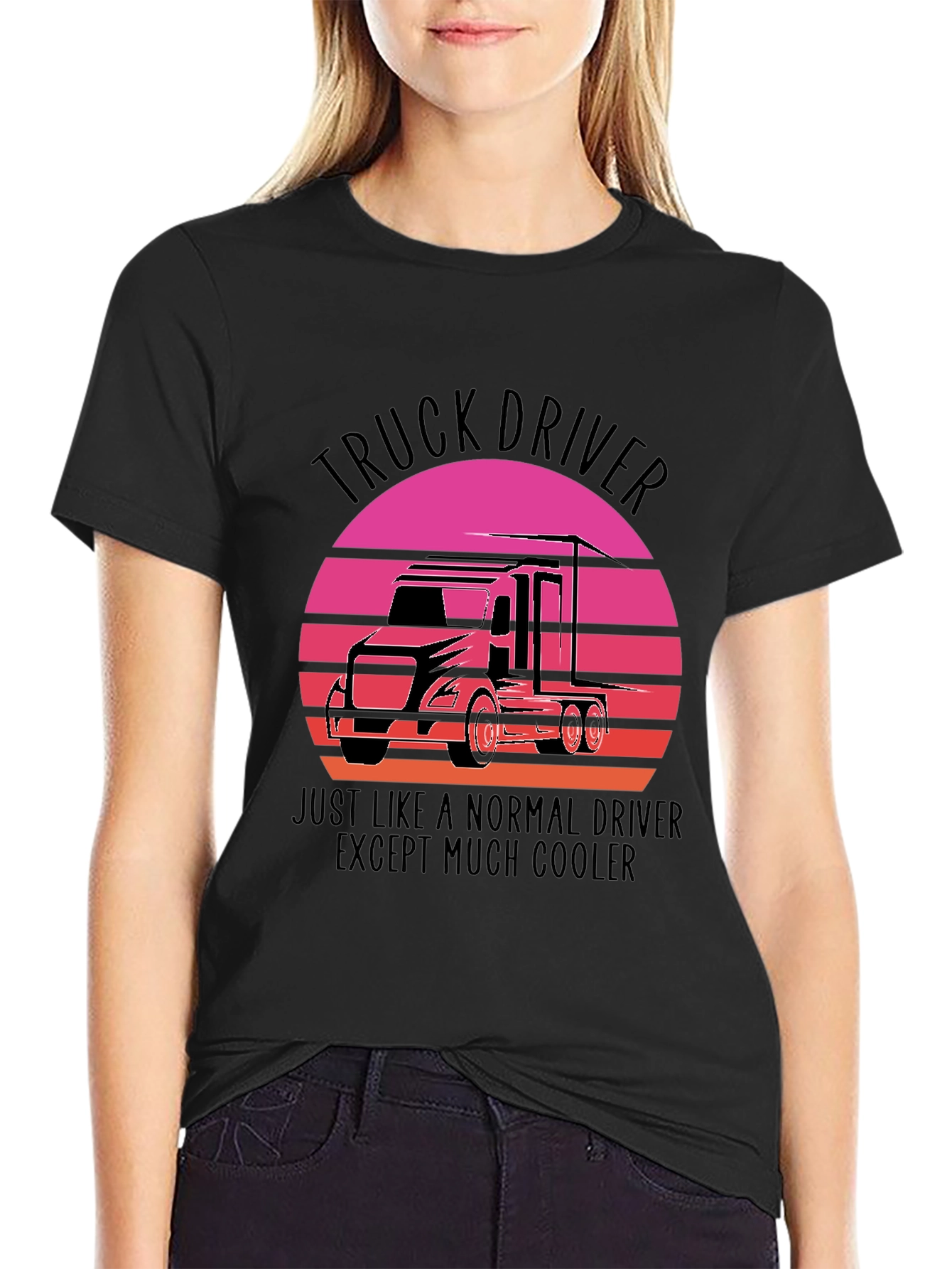 Truck Driver Sunset Graphic Tee - Cool Driver T-Shirt